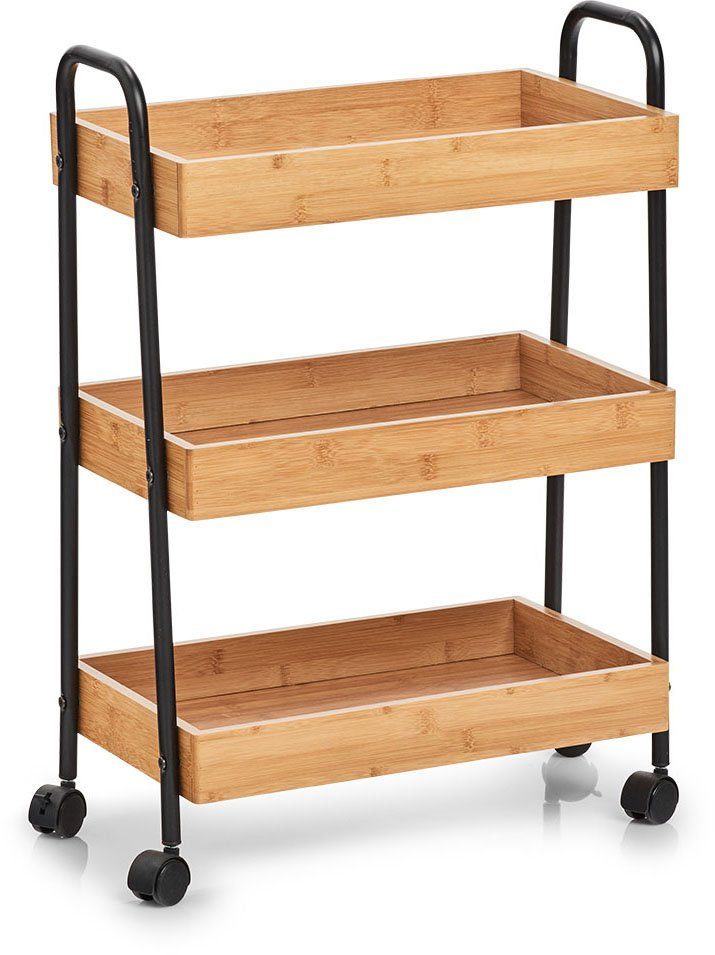 Zeller Present Dekoablage Beistellwagen, Bambus/Metall, schwarz (1 St), Vollbewegliche Rollen