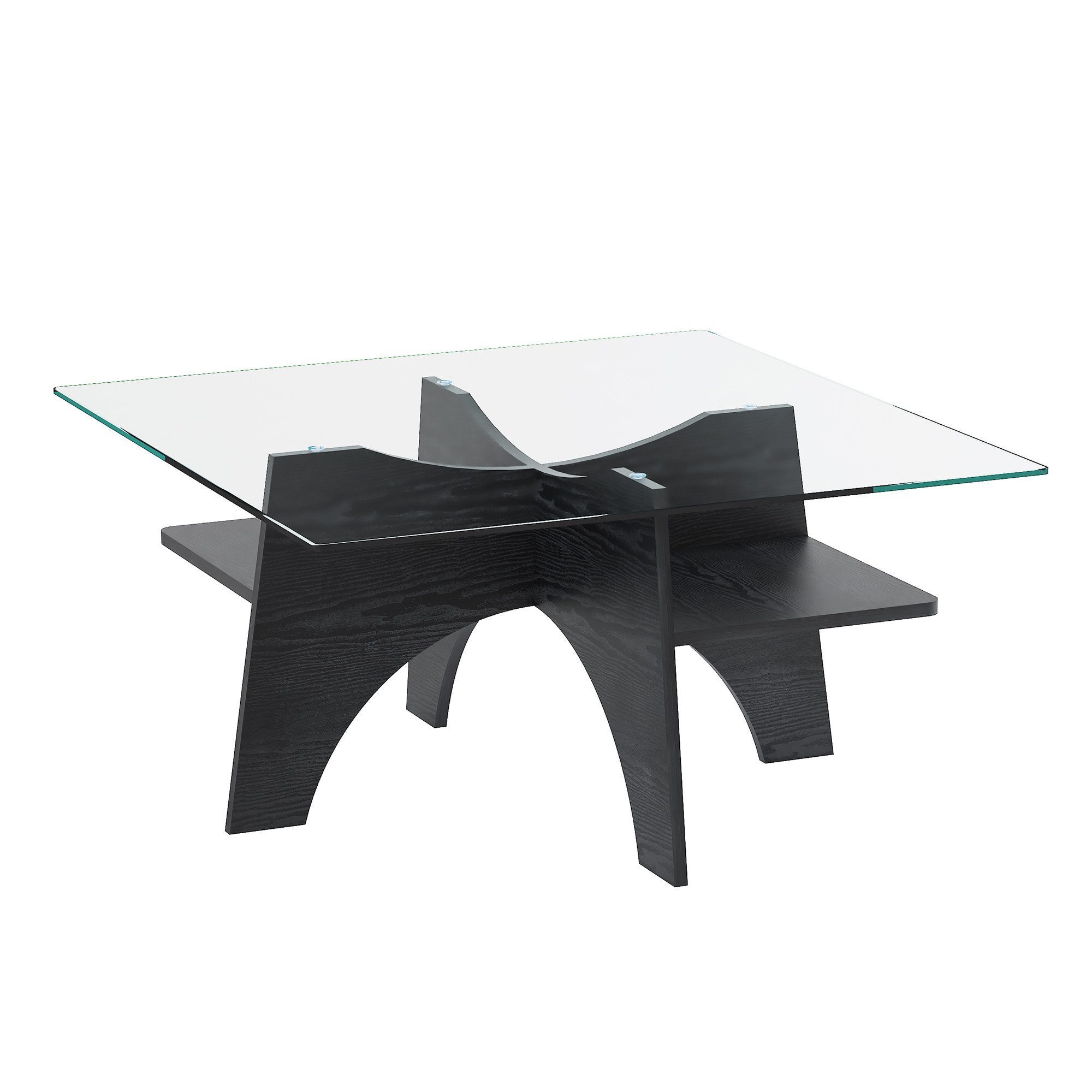 gopop Couchtisch Wohnzimmertisch, Beistelltisch & Sofatisch mit Stauraum (1-St), 80x40 cm quadratischer Glas-Tisch aus 6 mm Hartglas