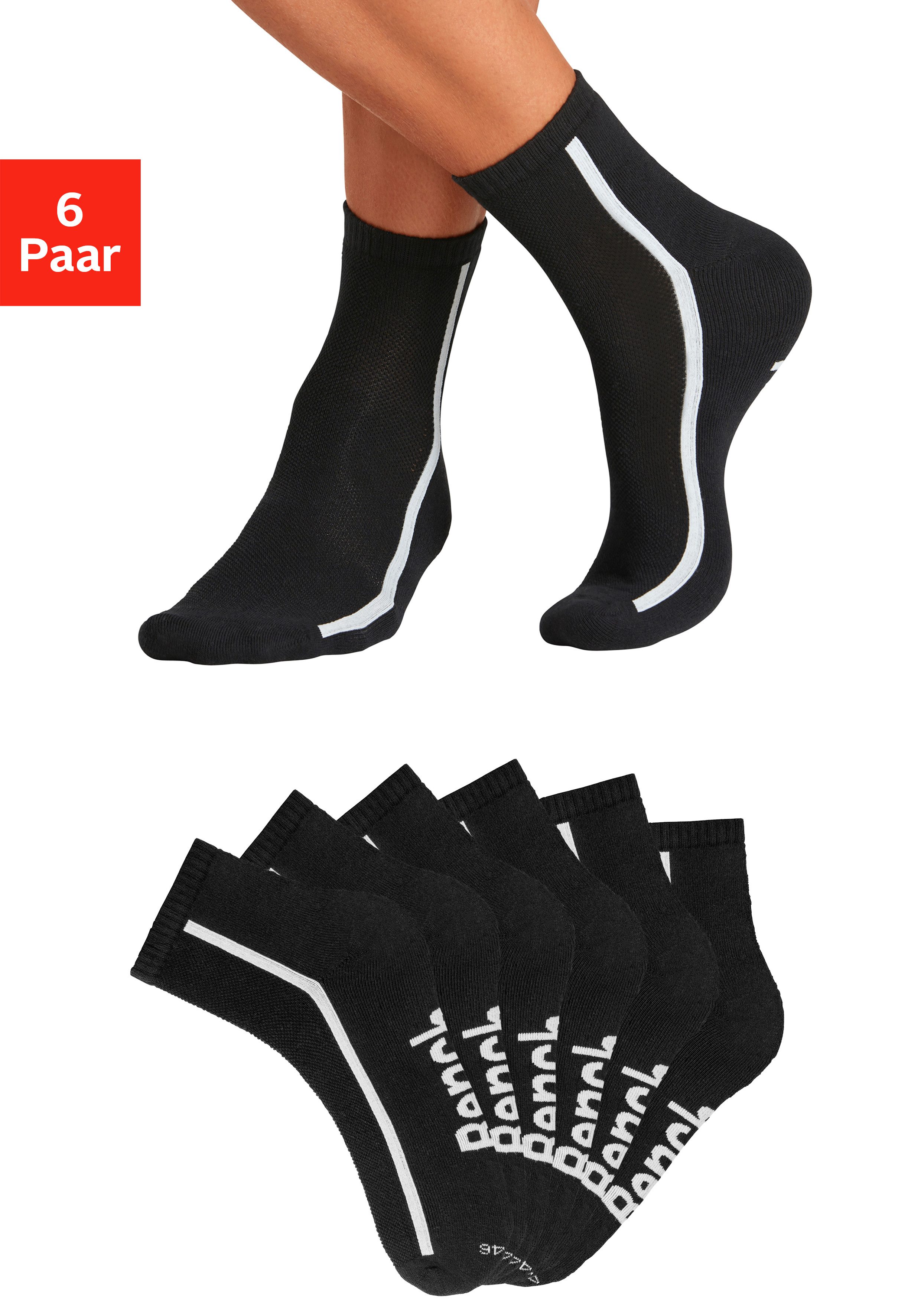 Bench. Tennissocken Sportsocken Herren Quartersocks atmungsaktiv (Packung, 6-Paar, Gr. 39-42 bis 47-48) dämpfend durch Hochfersen- Frottee