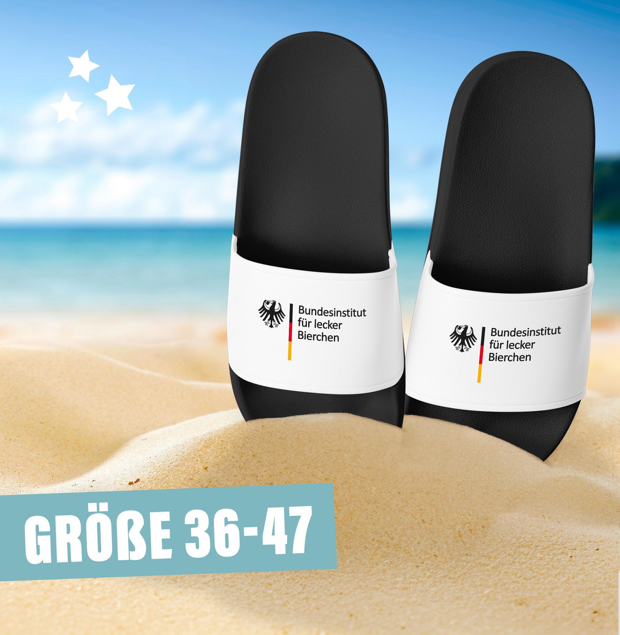MoonWorks Badeschlappen Badelatschen Unisex mit Aufdruck Bundesinstitut für Badesandale – Bild 3 von 5