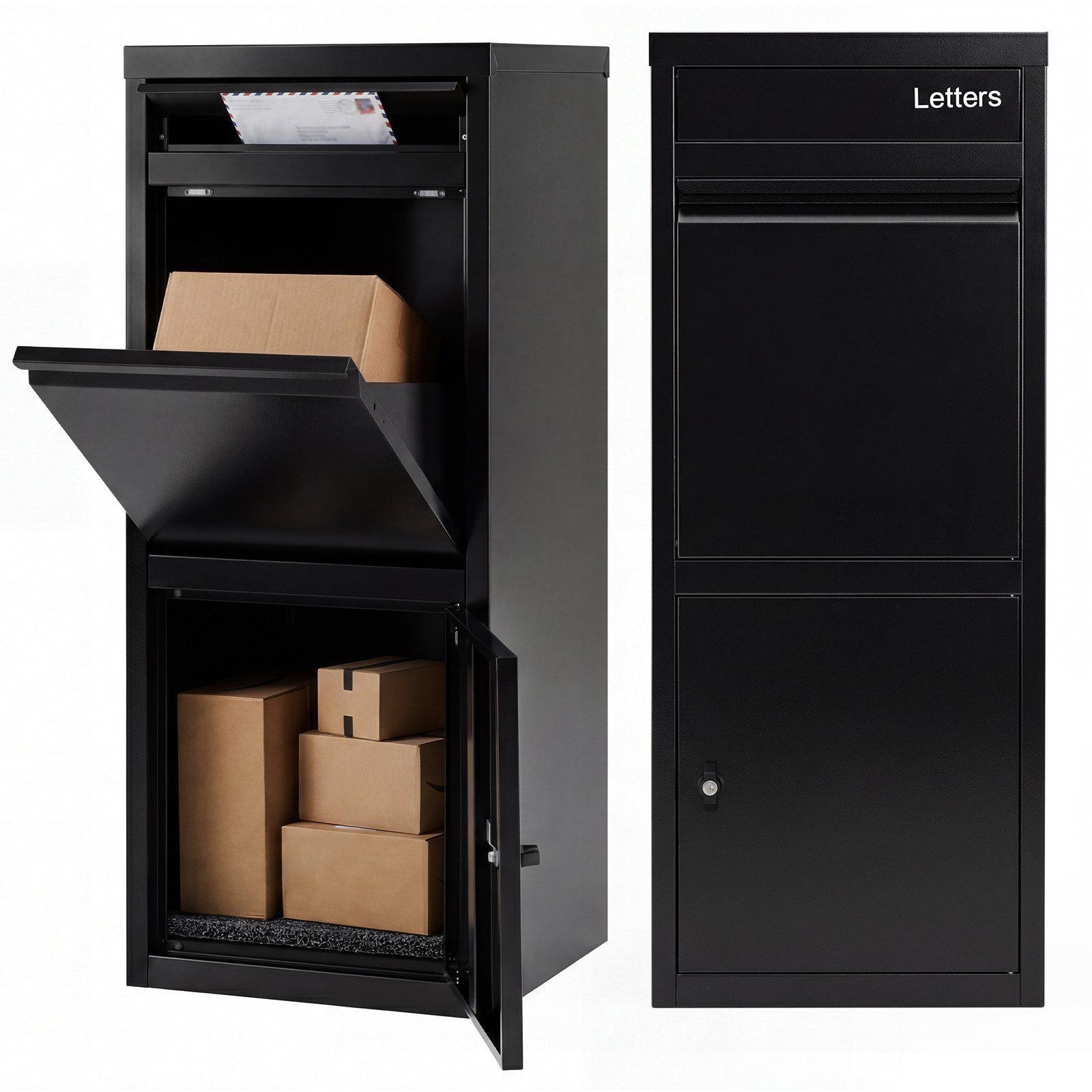 COSTWAY Paketbriefkasten, Paketbox mit Paketfach, Brief- und Abgabeschlitz