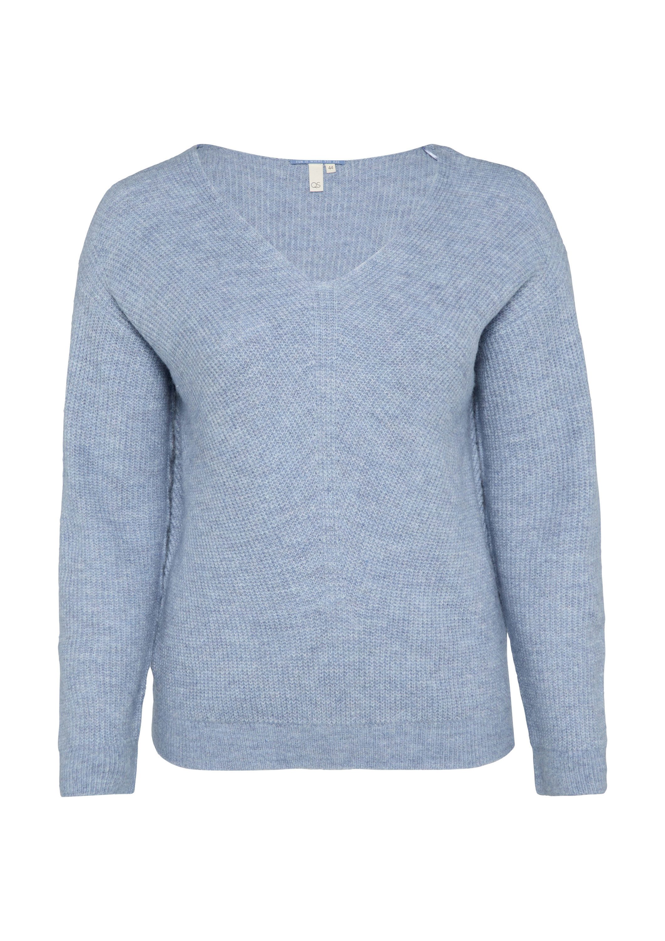QS Longpullover Strickpullover Weicher Pullover mit Rippstruktur
