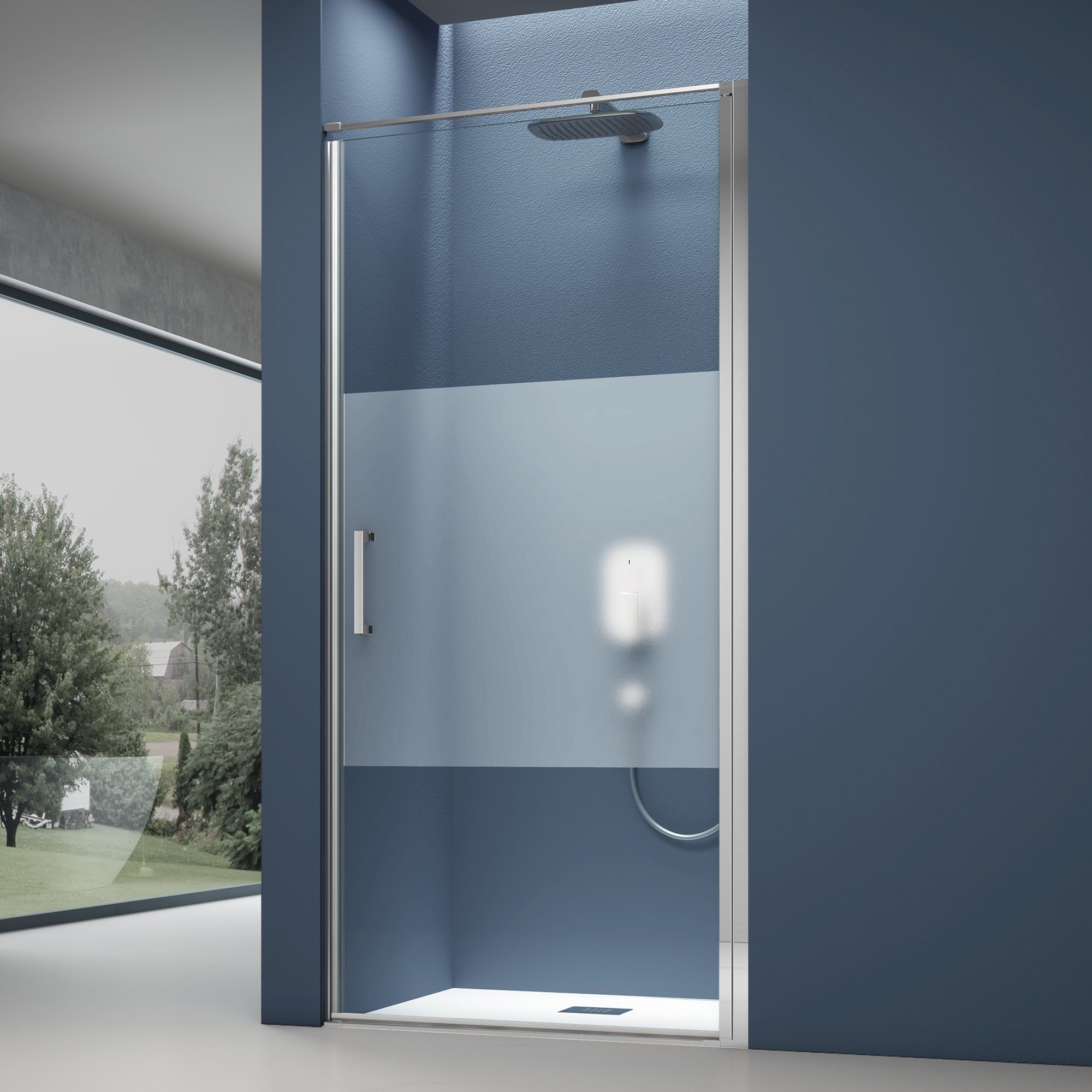 doporro Dusch-Drehtür Duschtür Nischentür dusche Duschabtrennung Duschkabine Teramo36, 80x195 cm, Einscheibensicherheitsglas