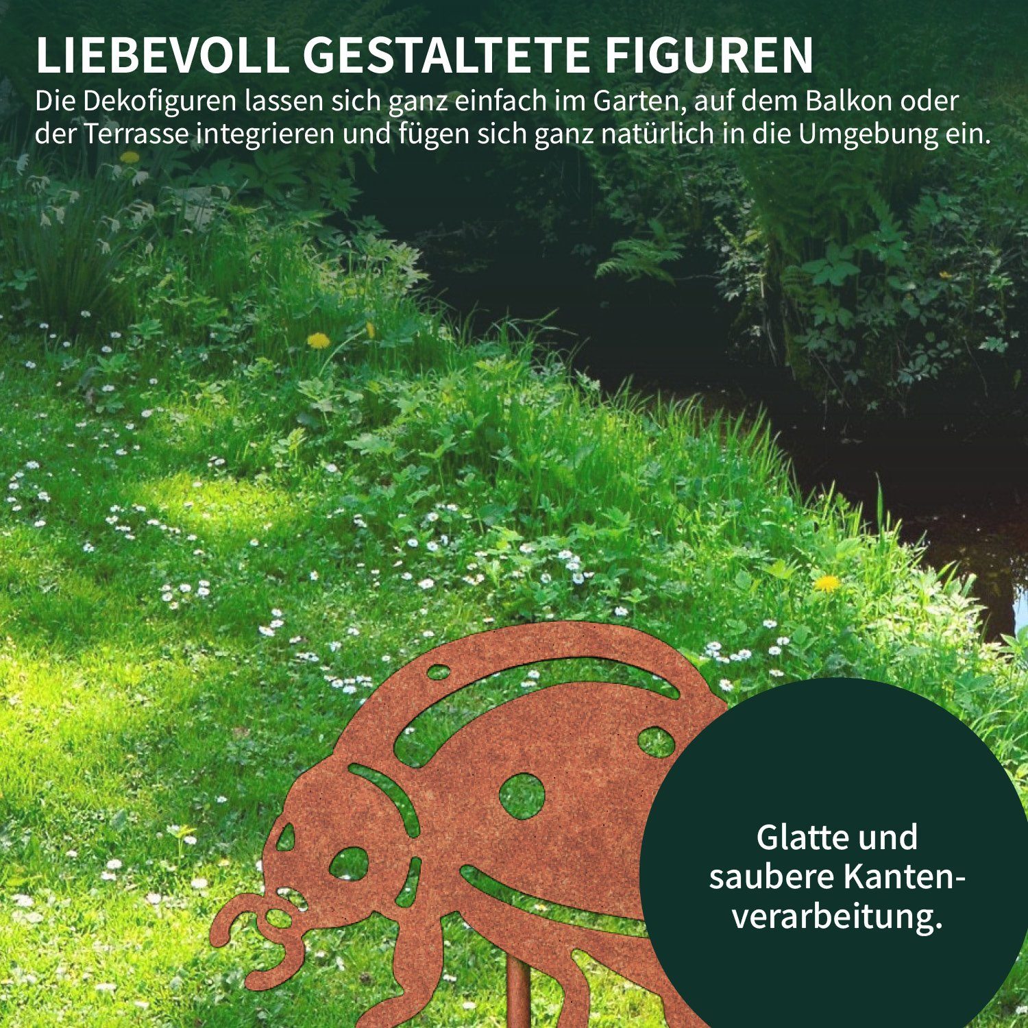 Marienkäfer Gartenstecker Designs Rost, VERDOBA verschiedenen (silber) in Gartenfigur Blumenstecker