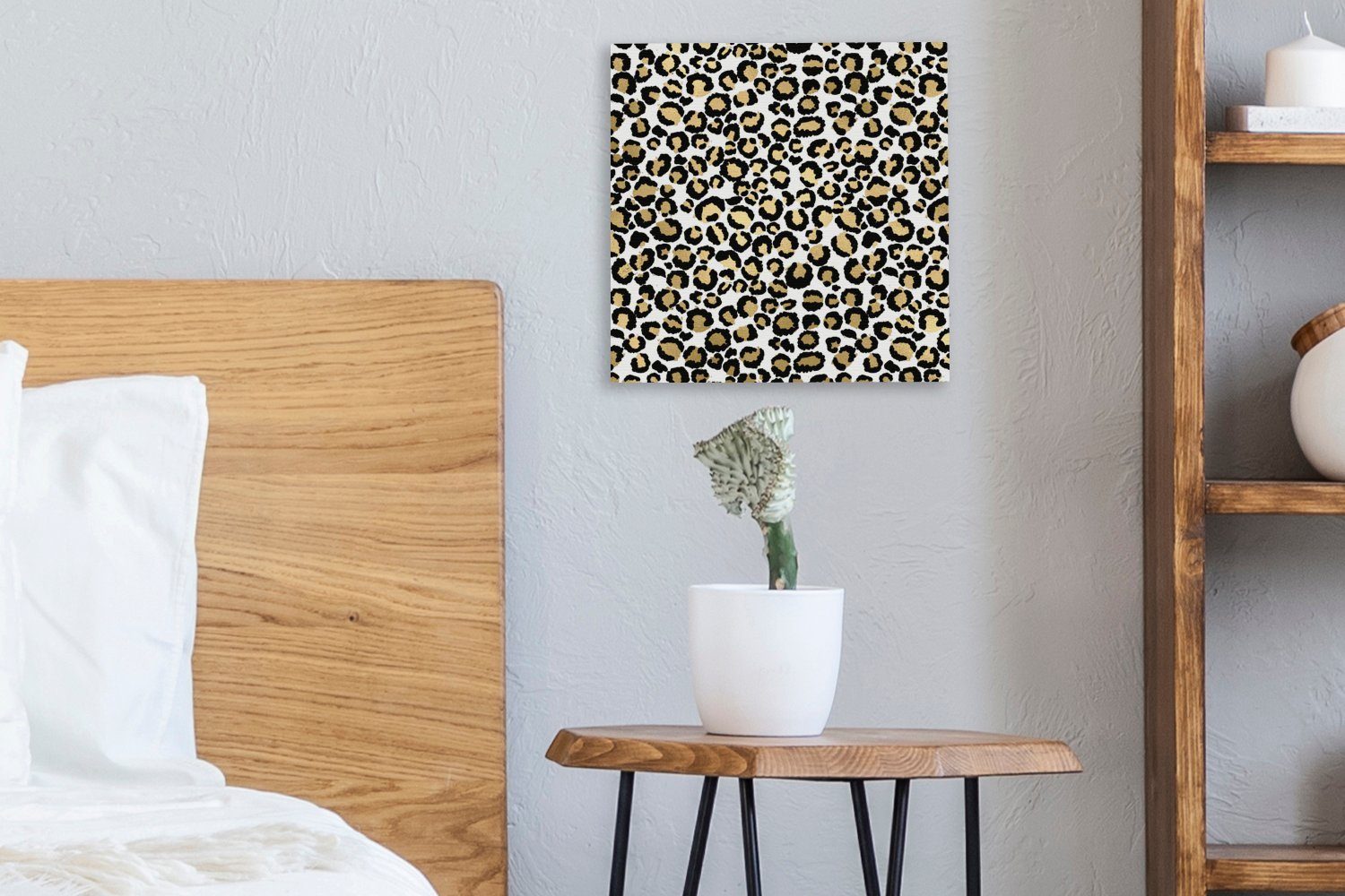 Gold, Wohnzimmer OneMillionCanvasses® Bilder für - Leinwandbild Muster Leinwand Pantherdruck St), (1 Schlafzimmer -