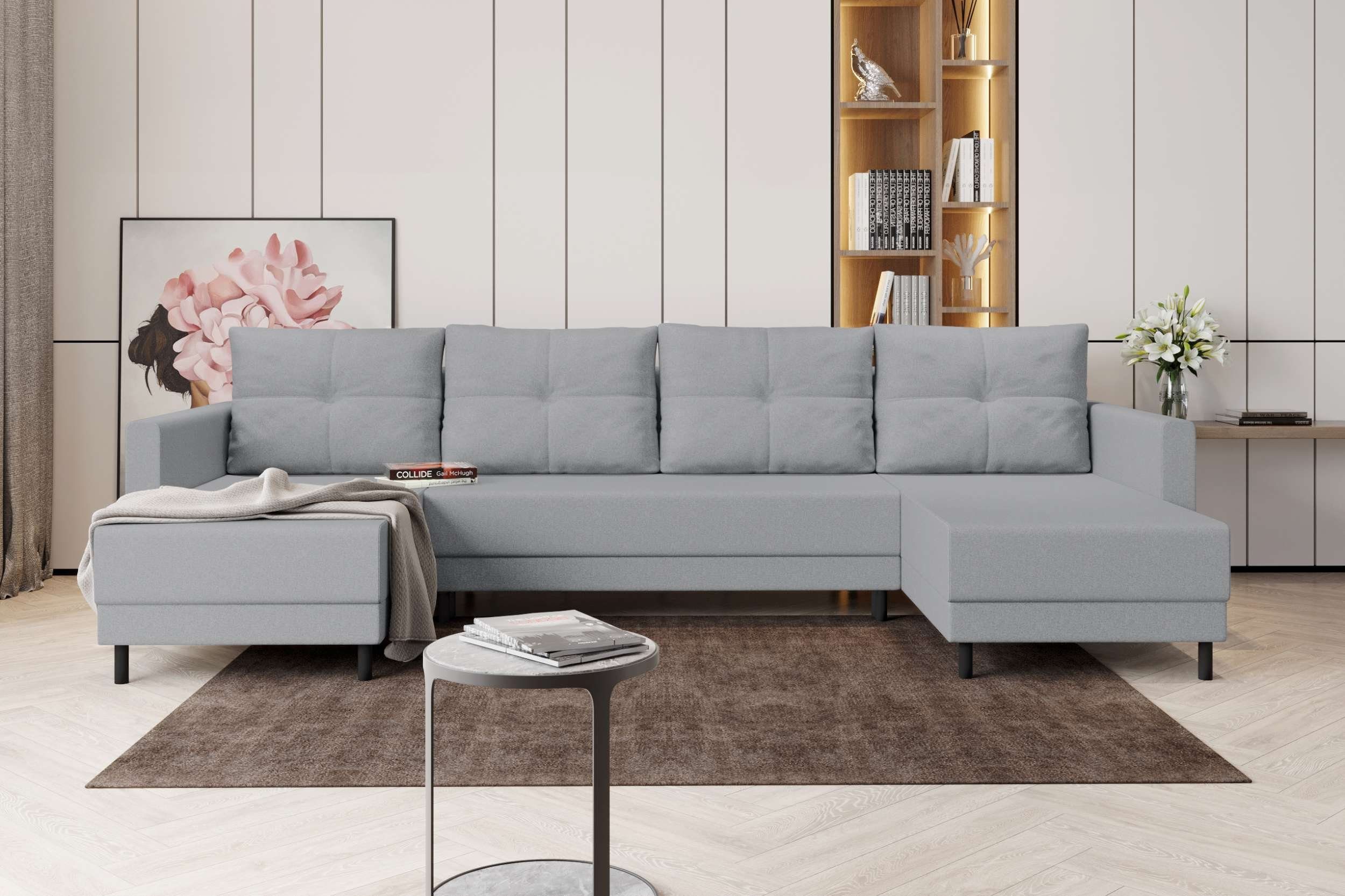 Stylefy Wohnlandschaft Selena, Sofa, Bettfunktion, Sitzkomfort, Eckcouch, mit U-Form, Bettkasten, Modern Design mit