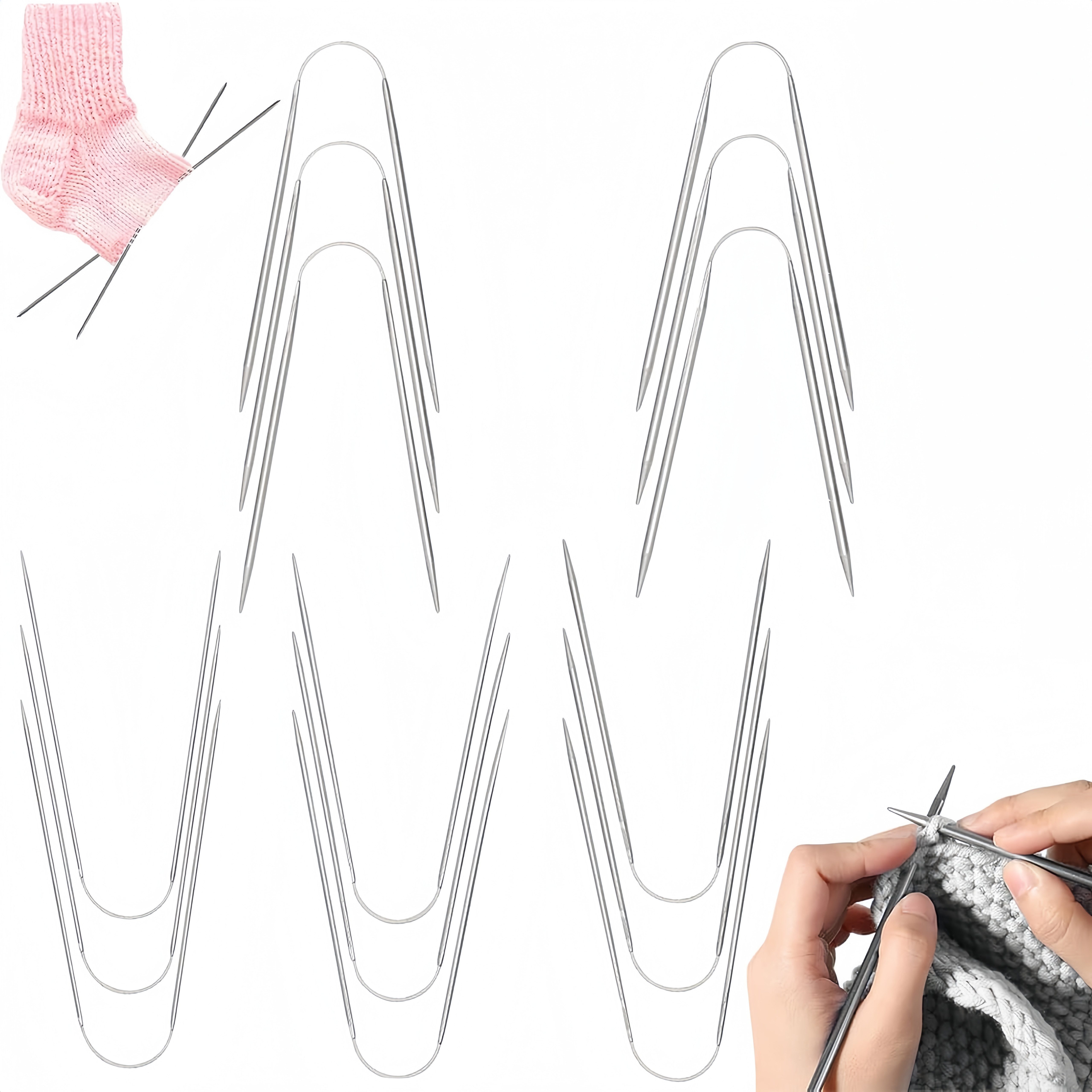 FOUORTUNATE-BEE Stricknadeln 15-teiliges Stricknadel-Set für Pullover, Schals und Mützen, Stricknadeln für Ärmel und Socken im praktischen Set