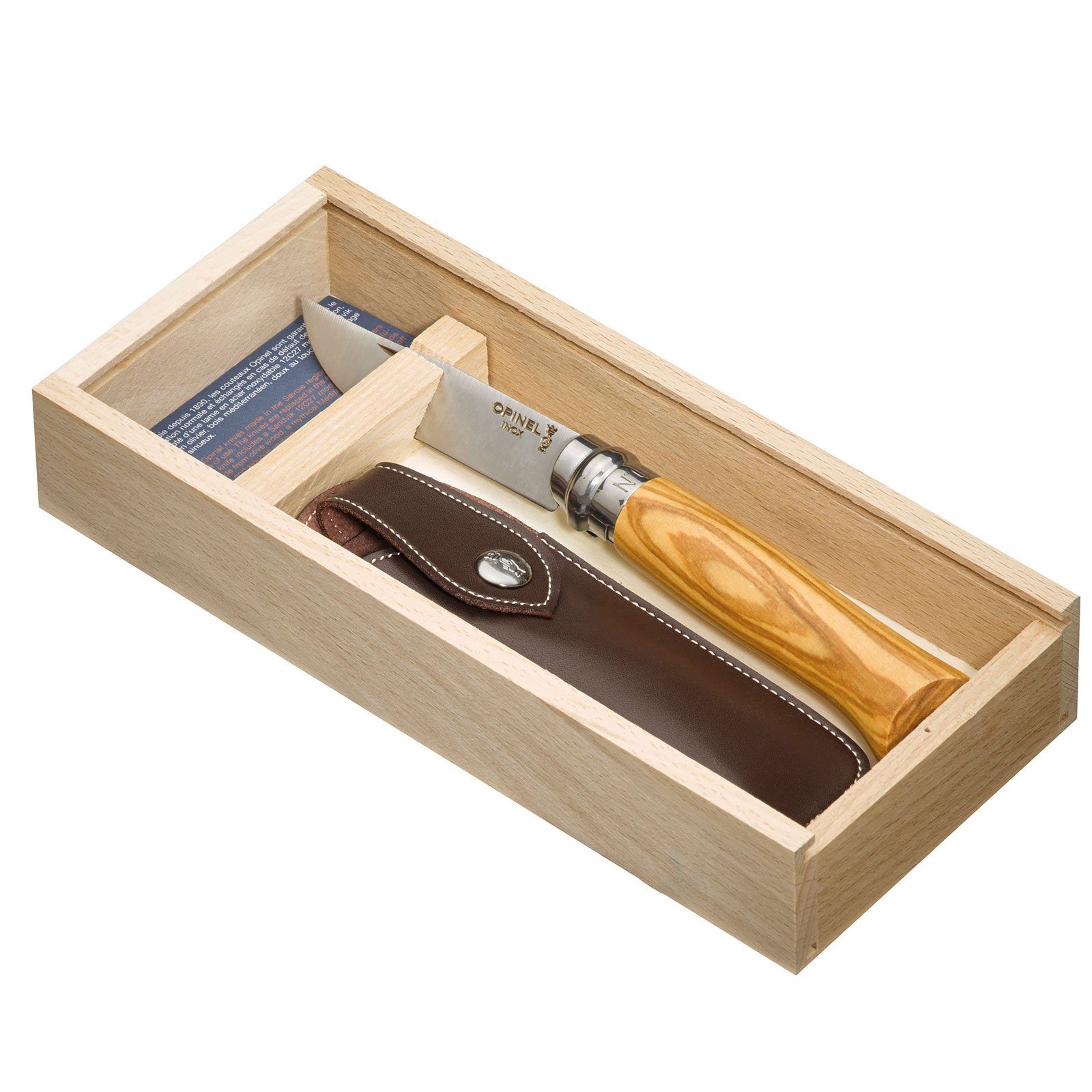 Holz Oliven Klappmesser 8 Set No. Opinel Taschenmesser + Etui, Messer Taschenmesser Geschenk