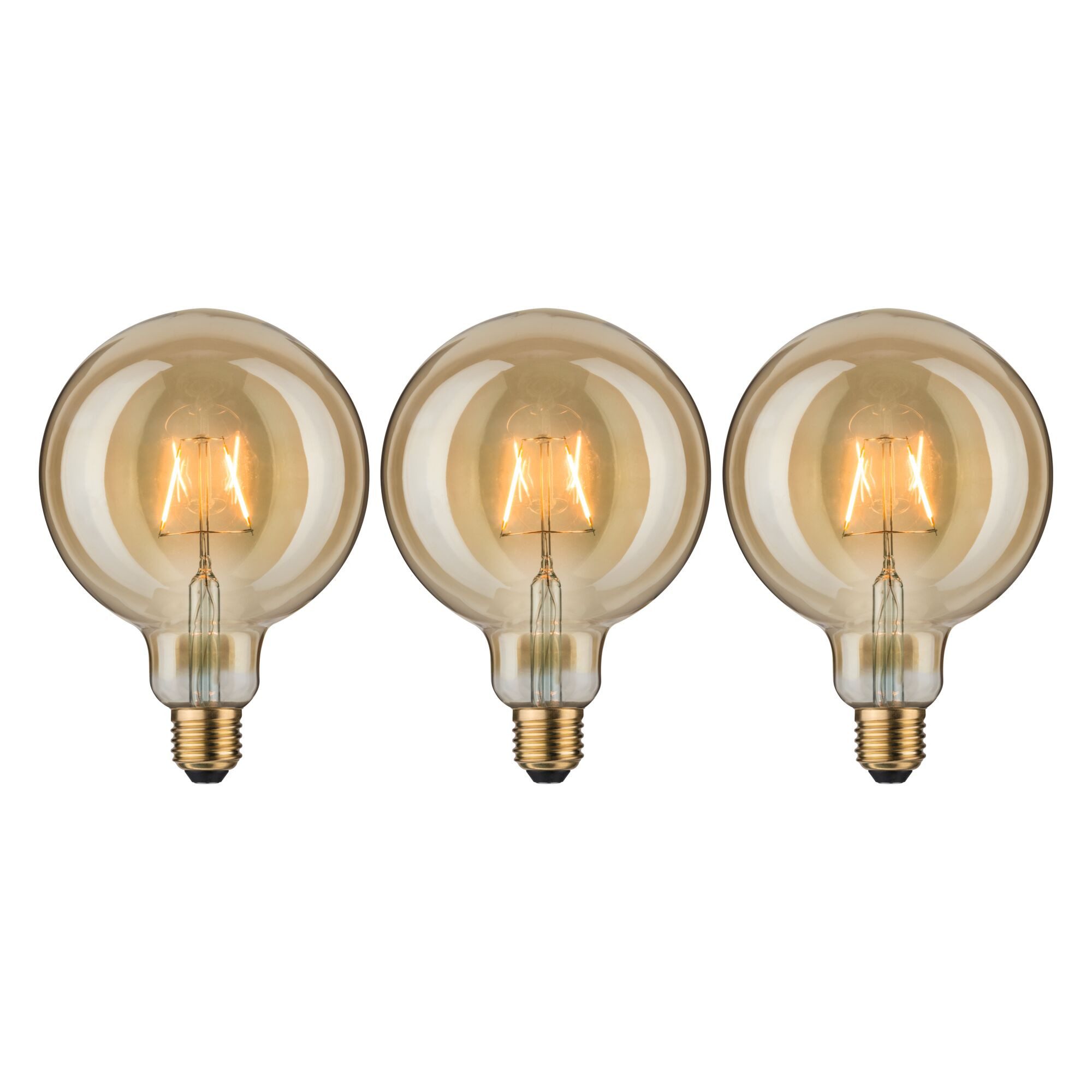 Paulmann LED-Leuchtmittel 1879 Filament 230V LED Globe G125 E27 3x170lm 3x2,7W 1700K Gold, E27, 3 St.