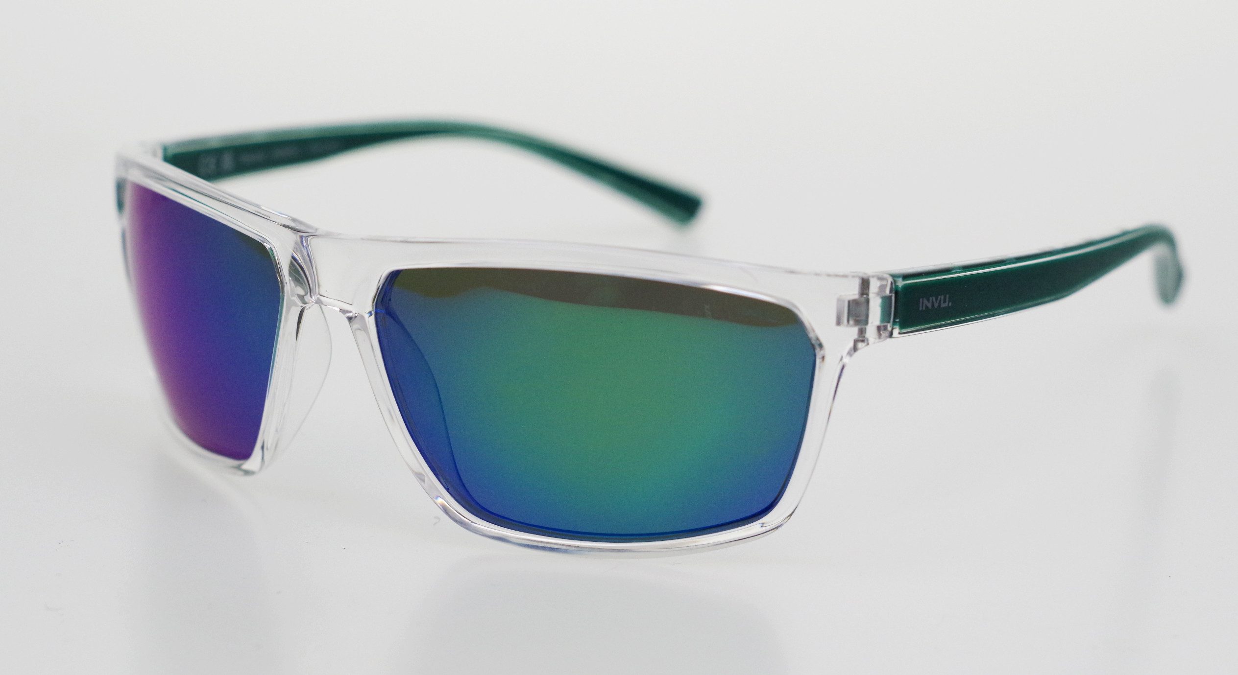 INVU Sonnenbrille Sportbrille transparent-grau, Spiegel grün