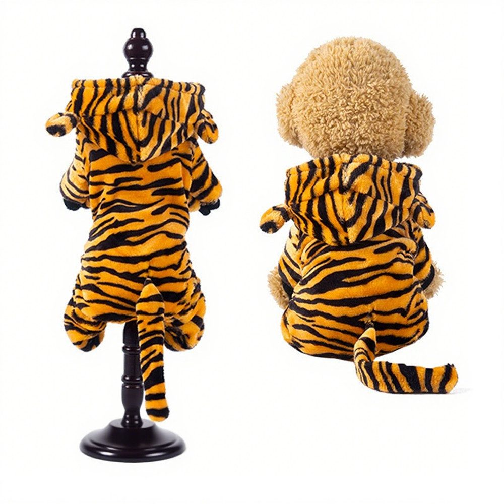 Ledander Hundekostüm Halloween Tiger Hundekostüm für Haustiere,Rollenspielkostüm für Katzen, Hoodie,geeignet für mittelgroße und kleine Hunde und Katzen