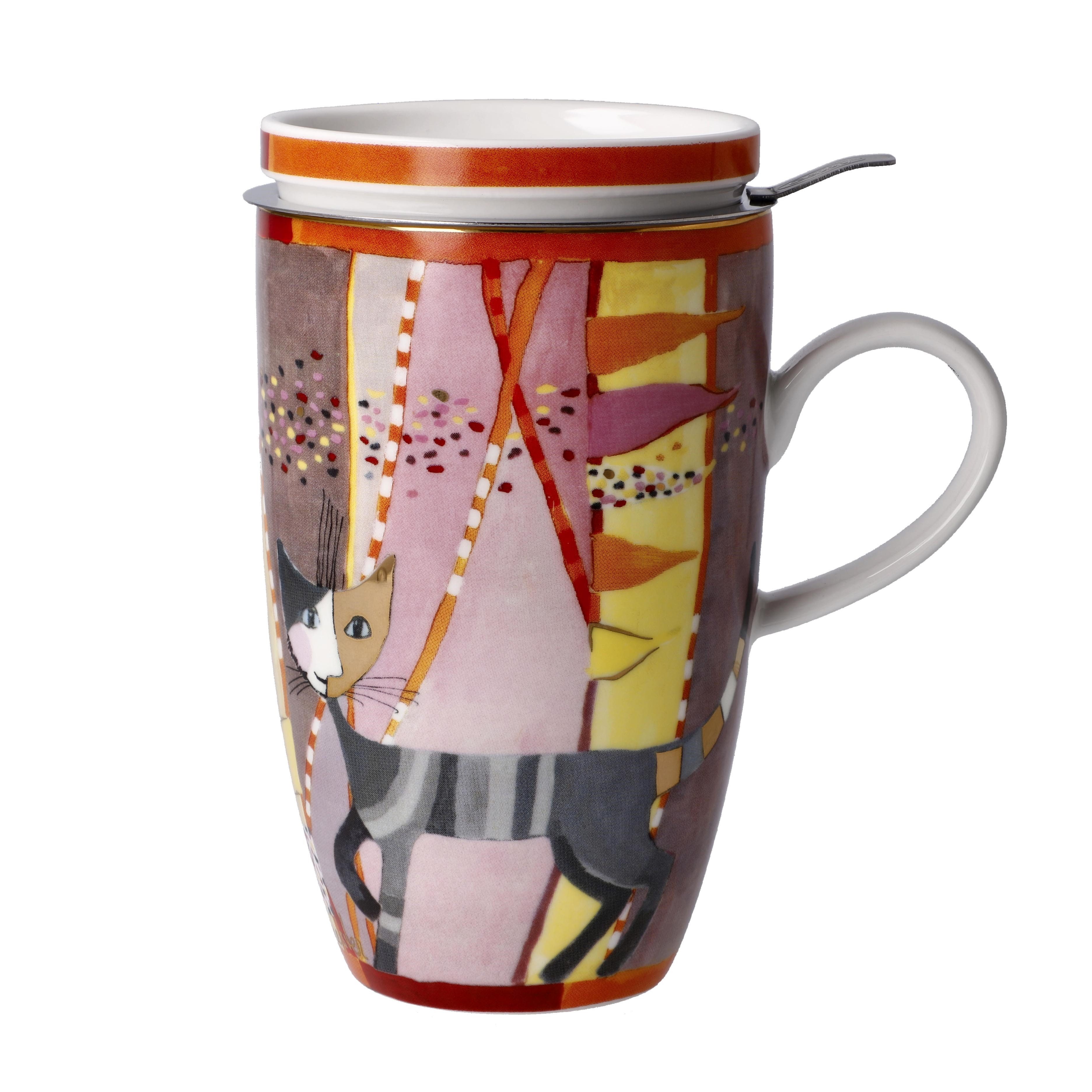 Goebel Tasse Rosina Wachtmeister, Porzellan, Spülmaschinengeeignet, Mehrfarbig, Katze, H: 14cm