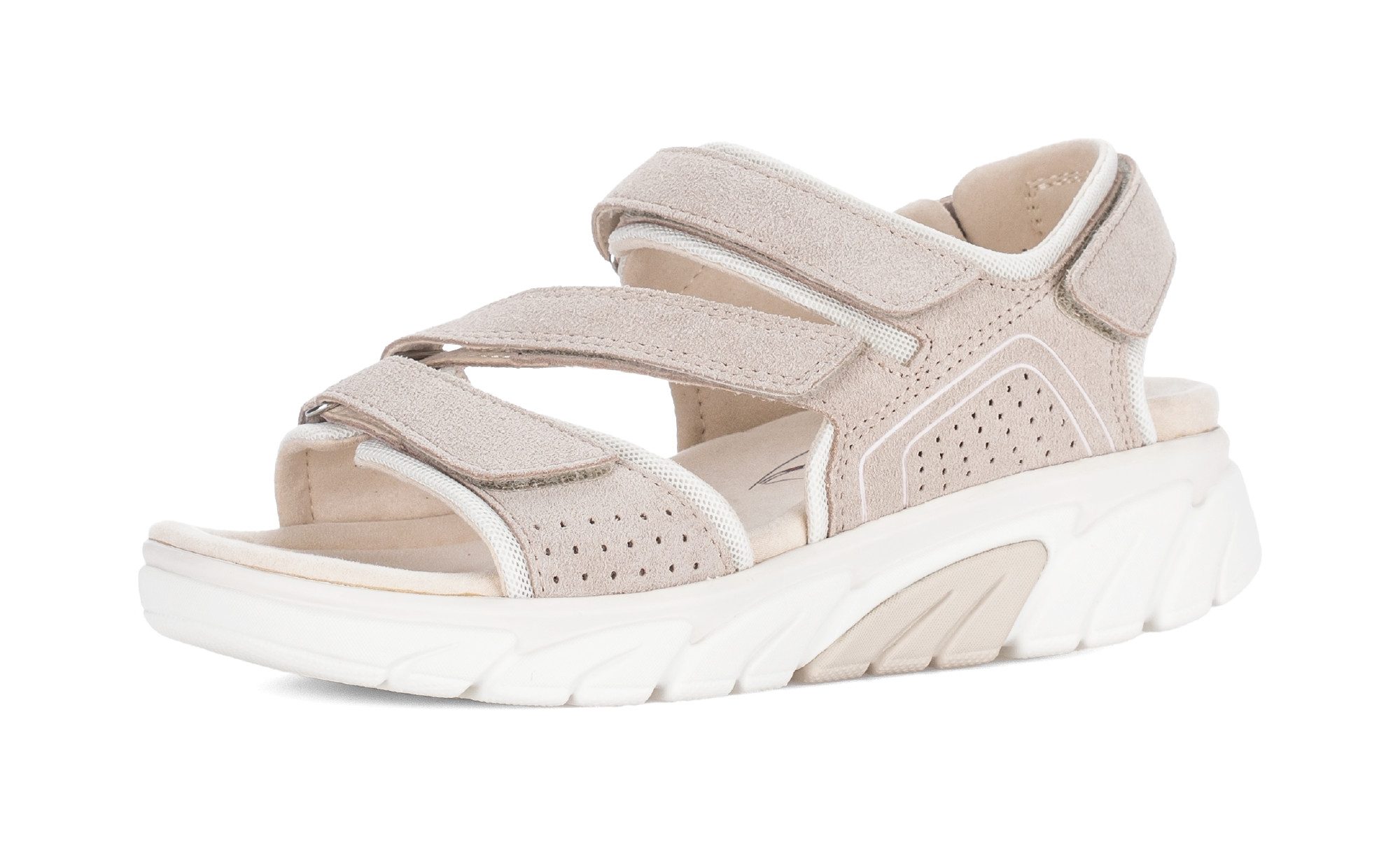 rollingsoft Sandalette Keilabsatz, Riemchensandale mit Lochmuster und Ziernähten, G-Weite