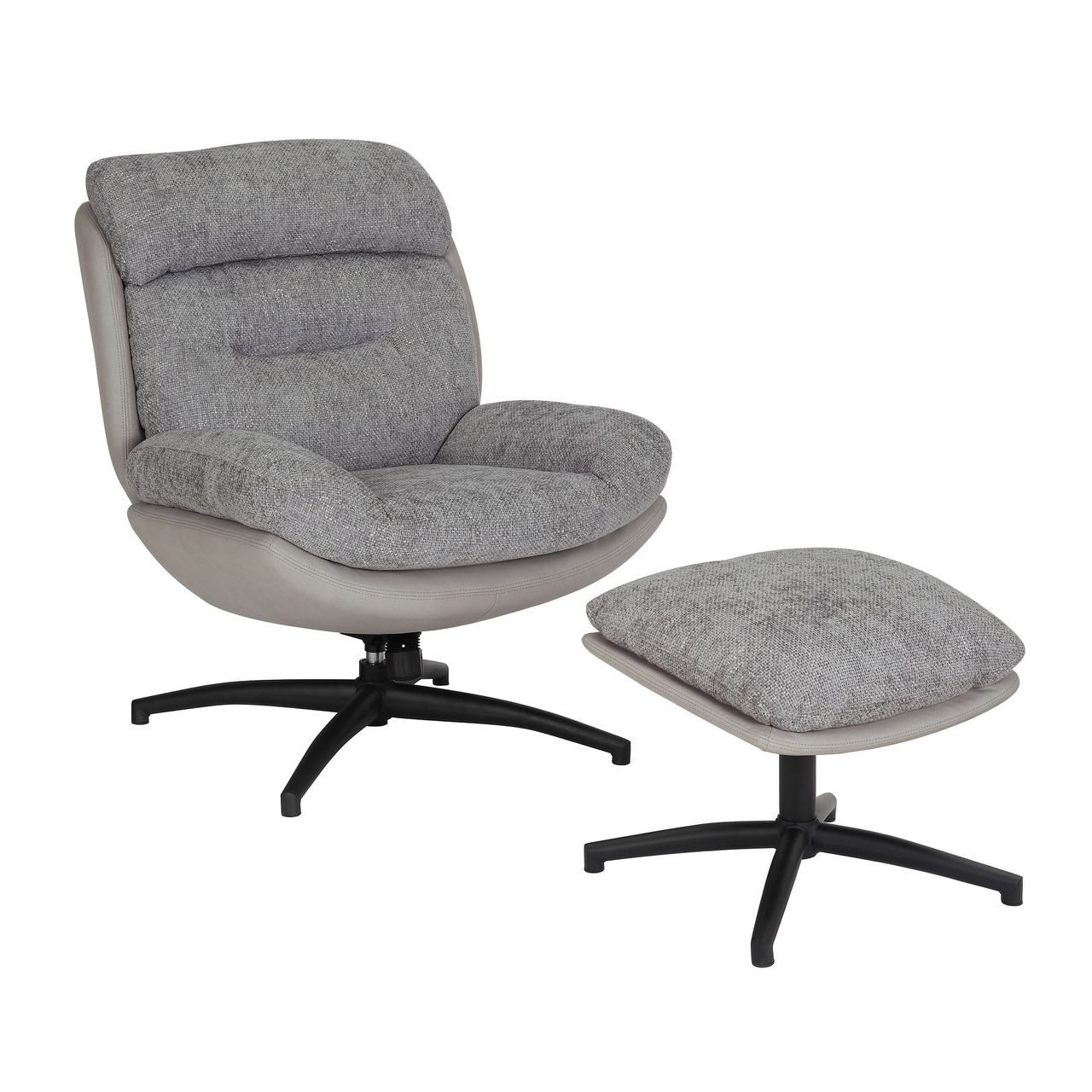 Better Home Relaxsessel gepolsterter Drehsessel Relaxsessel mit Hocker, hellgrau