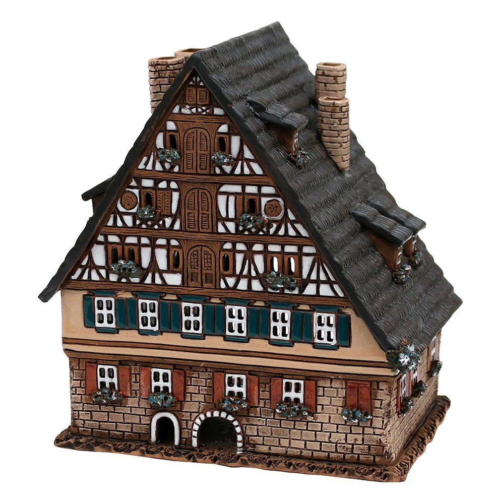 Dekohelden24 Räucherhaus Keramik-Lichthaus HandArt 2, (1 St) Haus Spitzdach | Räucherhäuser
