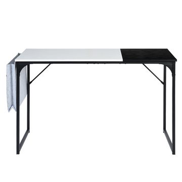 Powerwill Schreibtisch Computertisch mit Aufbewahrungstasche, 120 x 60 x 74 cm, schwarz-weiß, Bürotisch-Spieltisch