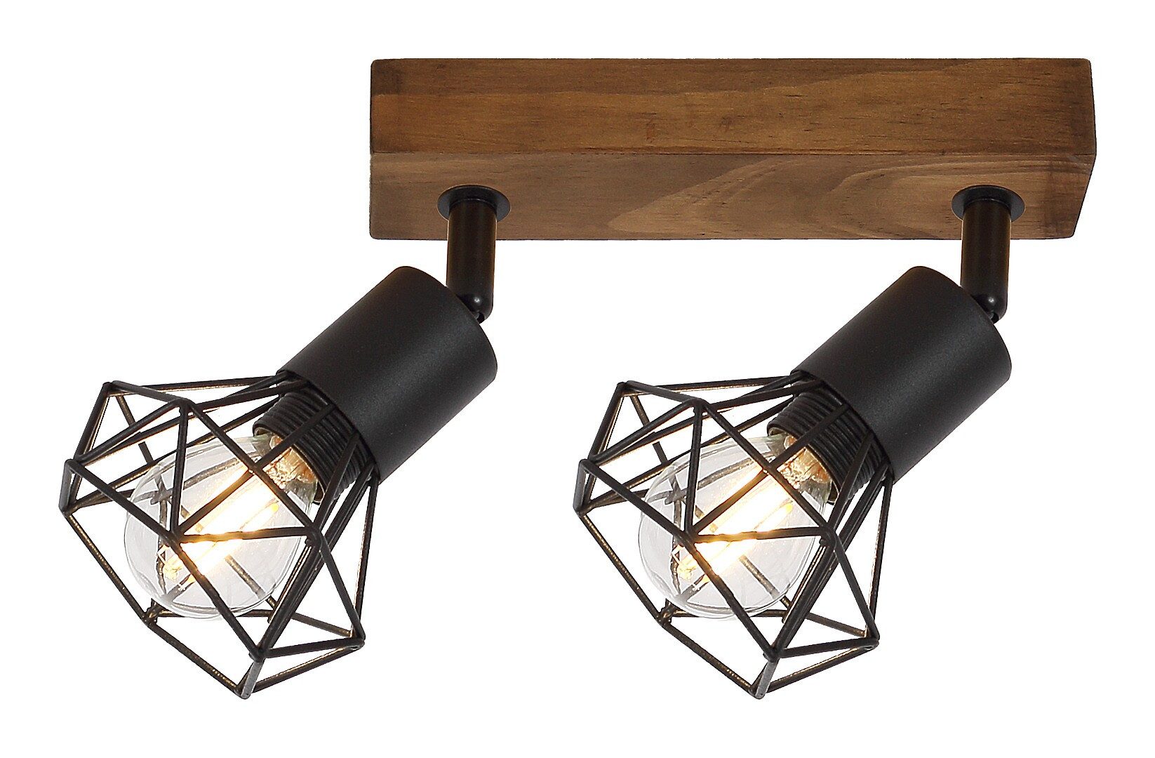 Rabalux LED Deckenspots "Zeus" 2-flammig, Holz, braun+schwarz, E14, L150mm