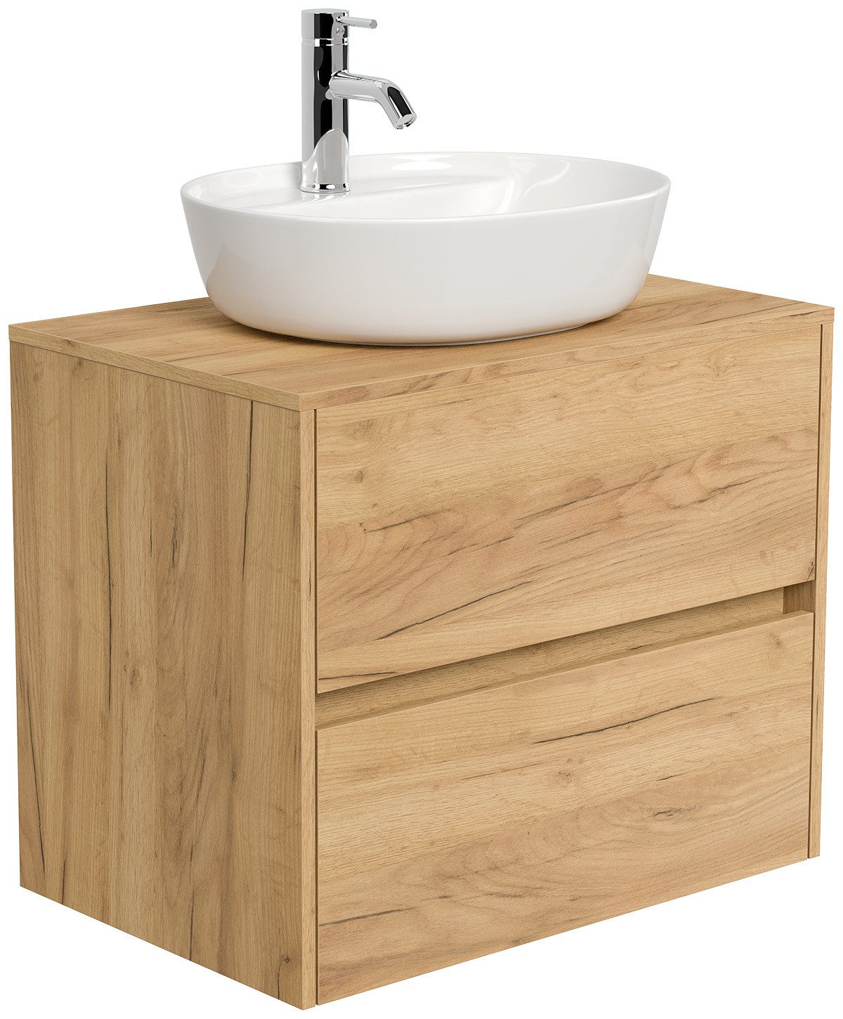 Magnolia Home Aufsatzwaschbecken Badmöbel Taifun 70cm mit ovalem Aufsatzwaschbecken eiche gold