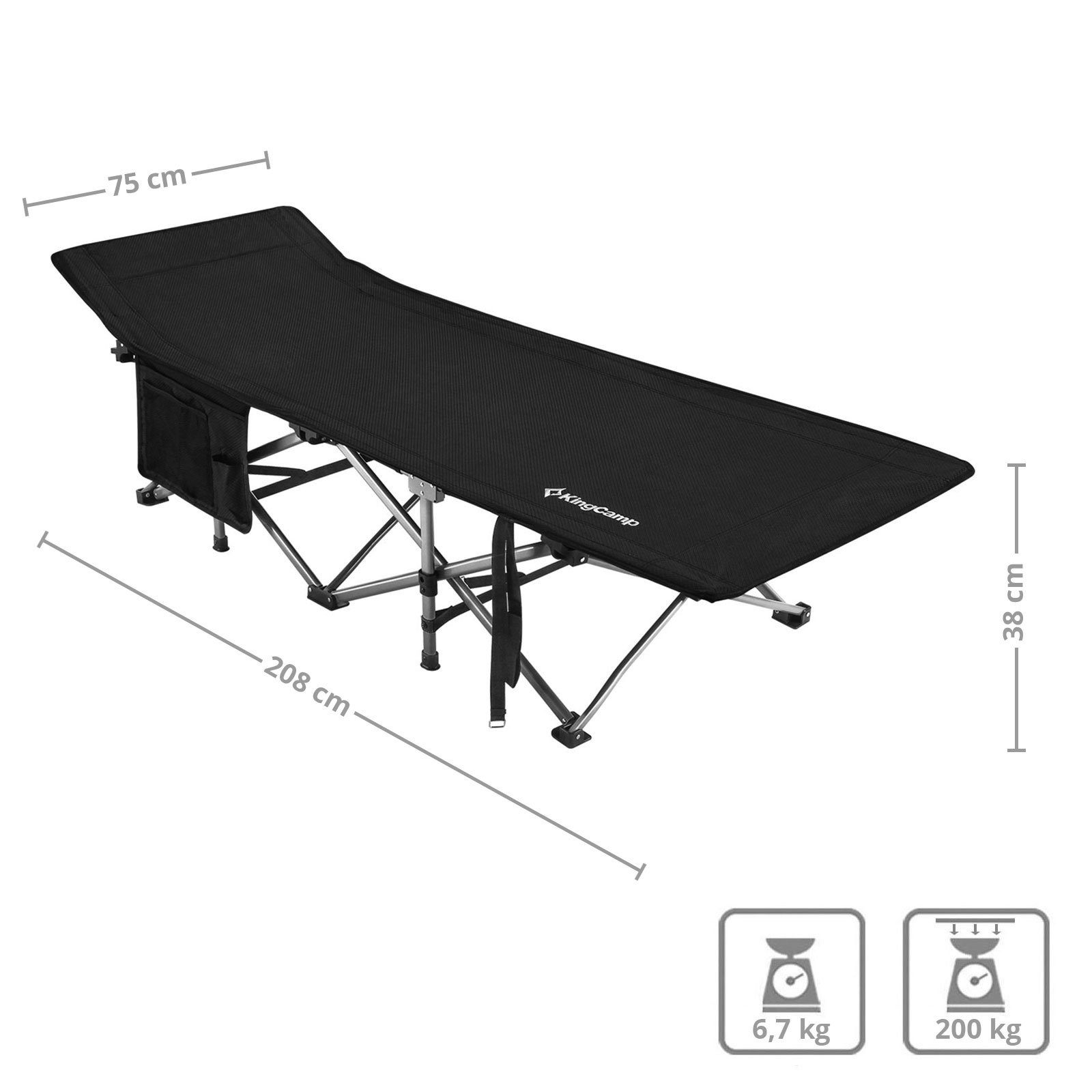 KingCamp Feldbett Feldbett XL Outdoor Camping Liege - Gäste Klappbet
