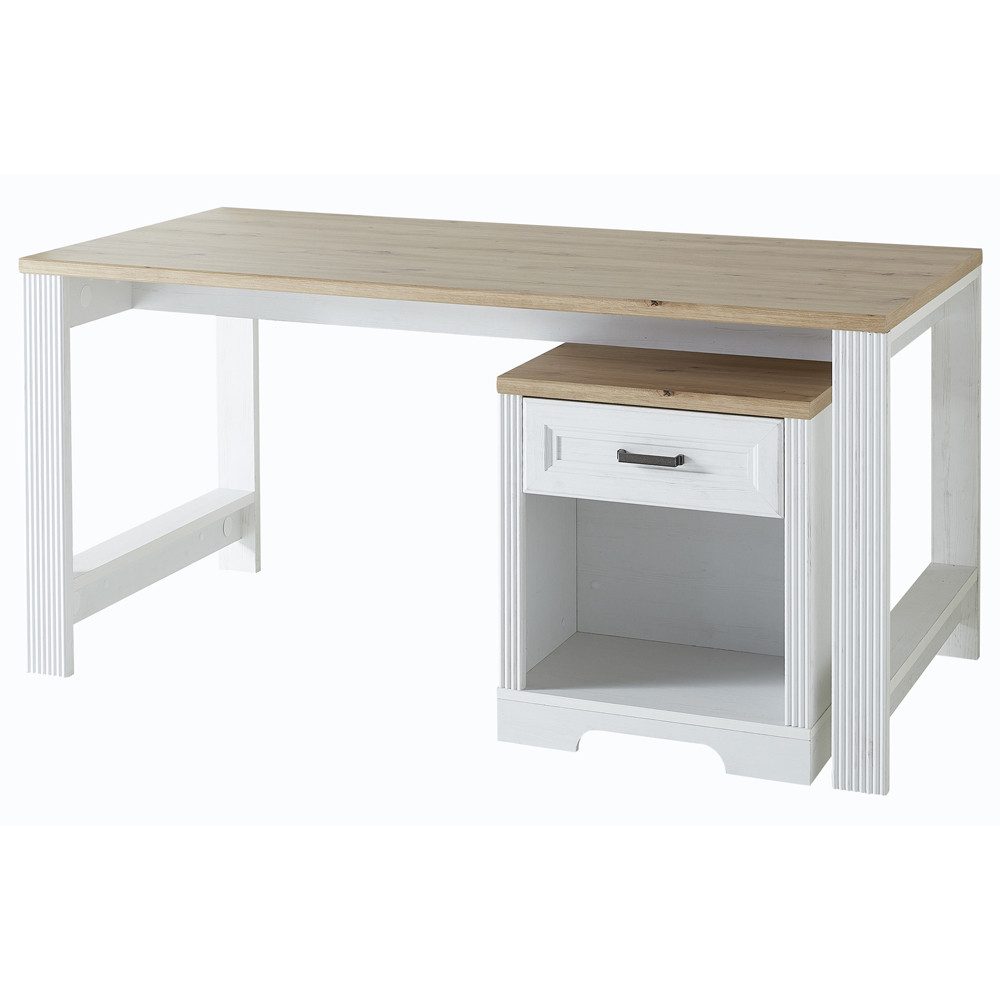 Lomadox Schreibtisch JÜLICH-36, Büro in Pinie hell mit Artisan Eiche Nb., B/H/T: ca. 160/76/80 cm