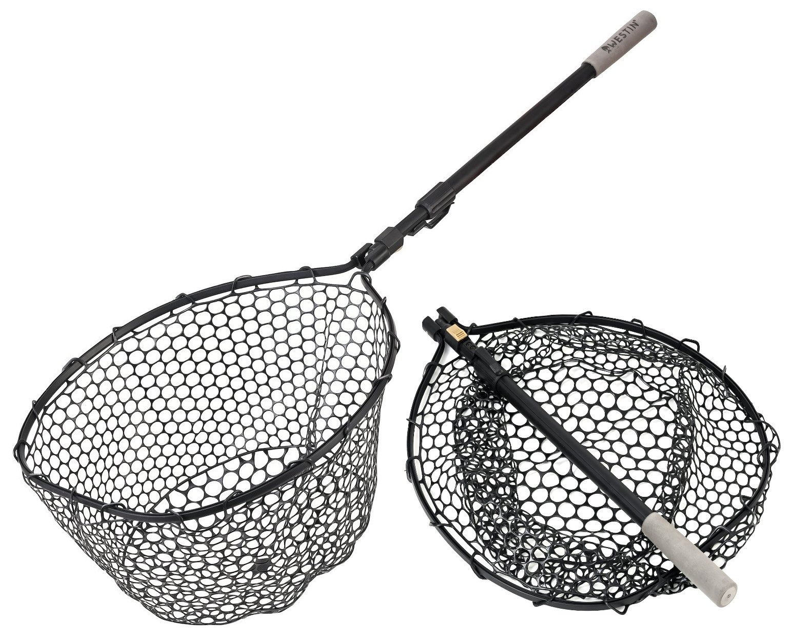 Westin Fishing Angelkescher W3 C&R Full Rubber - Teleskop - gummiert 45x55x35cm - Grifflänge 110cm (1-St), Fischfreundliches Netz aus Vollgummi