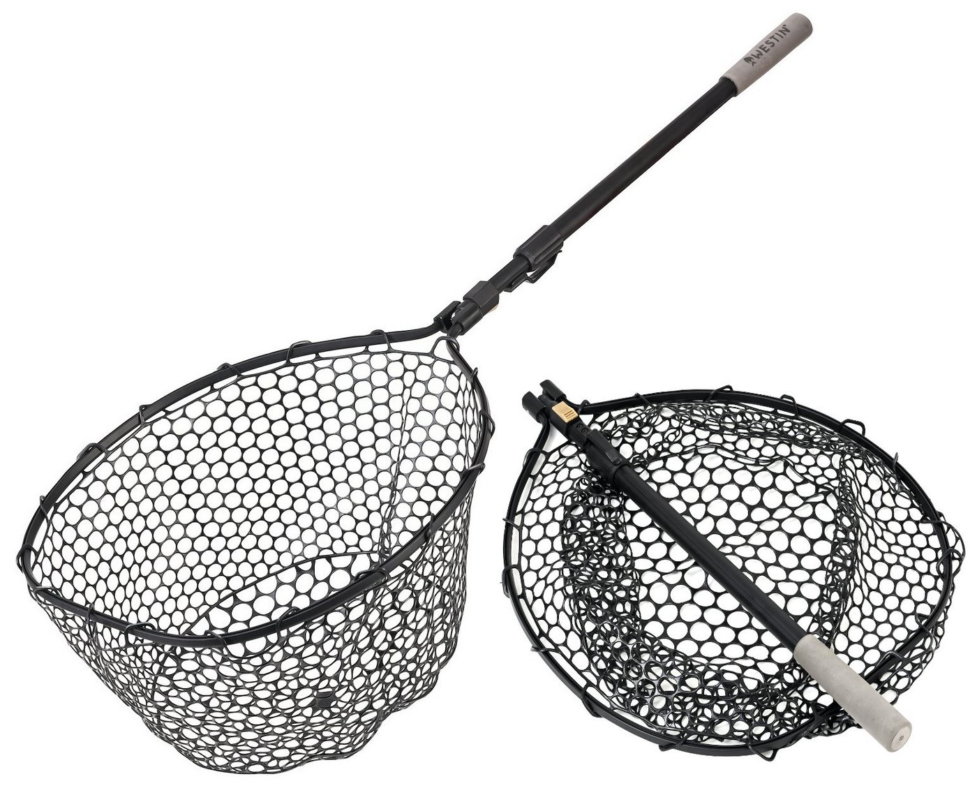 Westin Fishing Angelkescher W3 C&R Full Rubber PRO Teleskop gummiert 45x55x35cm - Grifflänge 110cm (1-St), Fischfreundliches Netz aus Vollgummi