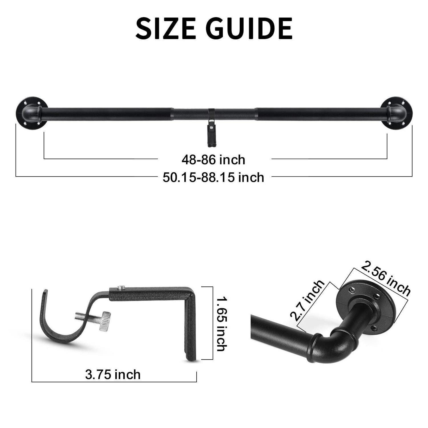 LuxusKollektion Spannstange Schwarze Ausziehbare Gardinenstange, Metall
