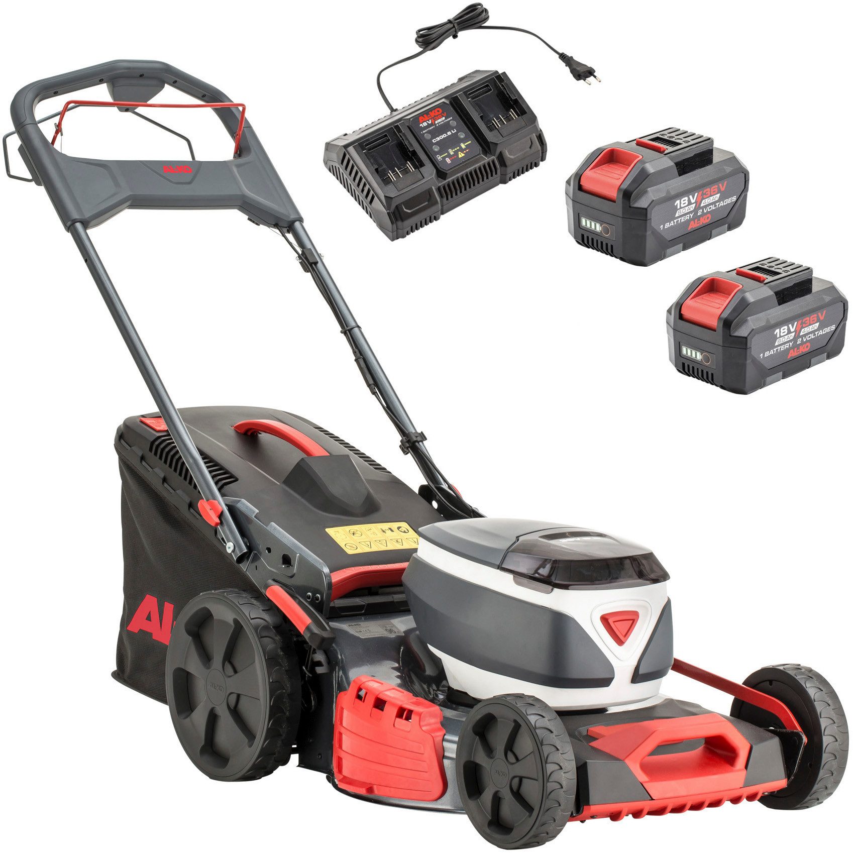 AL-KO Akkurasenmäher 51.6 Li SP COMFORT SET, 51 cm Schnittbreite, (inkl. 2x 18 / 36 V (8 Ah/4 Ah) und Doppelladegerät), Radantrieb