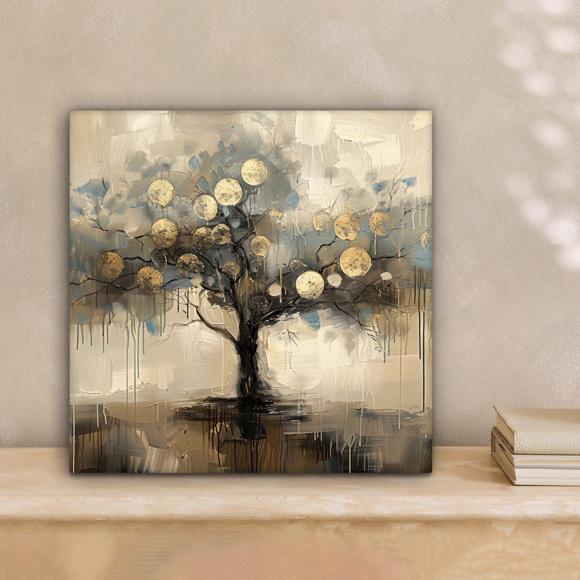 OneMillionCanvasses® Leinwandbild Beige - Abstrakt - Baum - Gold, Fotodruck günstig online kaufen