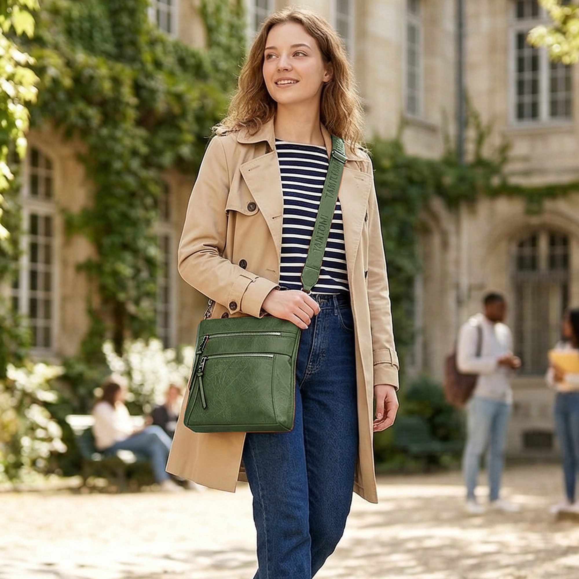 TANTOMI Schultertasche Damen Umhängetasche mit Mehreren Fächern und RFID-Schutz (Crossbody Bag aus PU-Leder mit verstellbarem Schultergurt), Ideal für Alltag, Reisen, Arbeit, Shopping und Spaziergänge