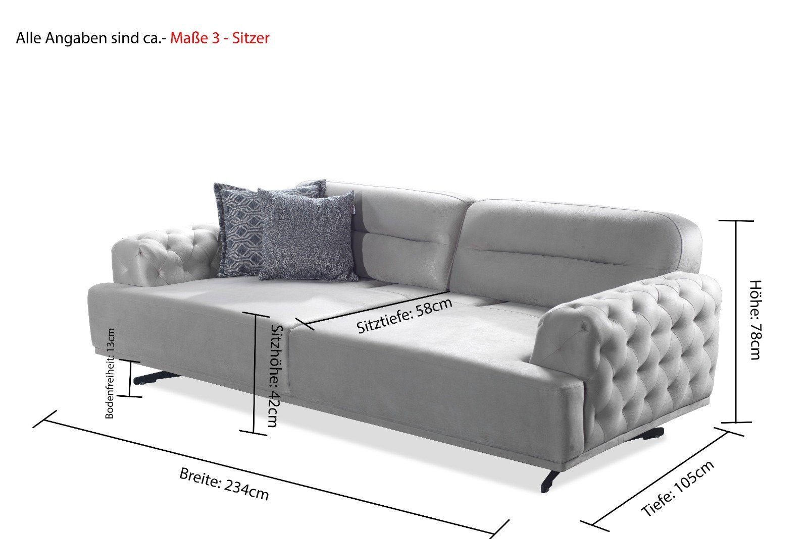 oder mit 3+3+1, MONTANA Polstergarnitur Bettfunktion 3-Sitzer 3+2+1 FERMINA 2-Sitzer (Spar-Set), Braun &