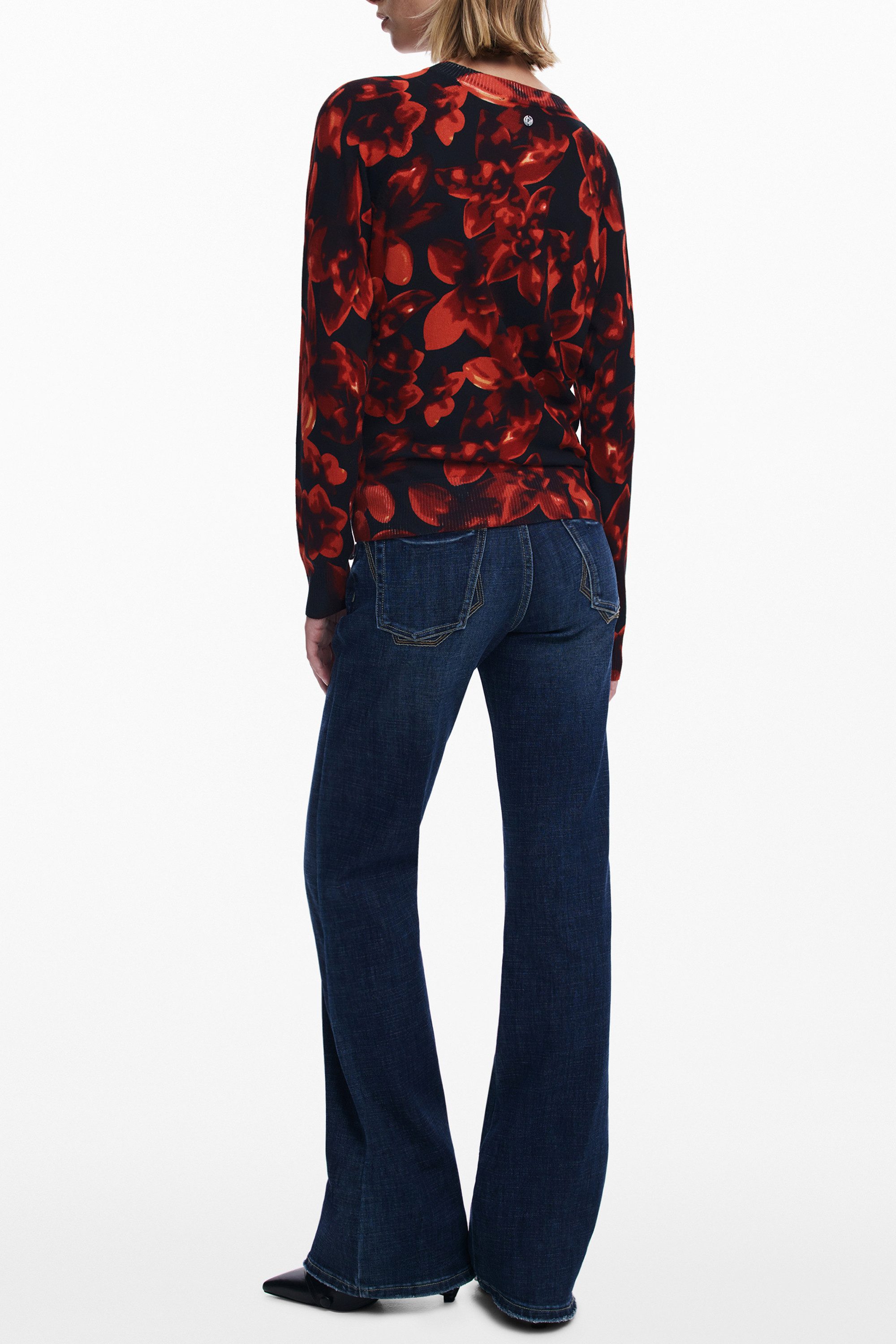 Desigual Strickpullover Stylischer Damenpullover Schwarz mit Rundhalsaussch günstig online kaufen