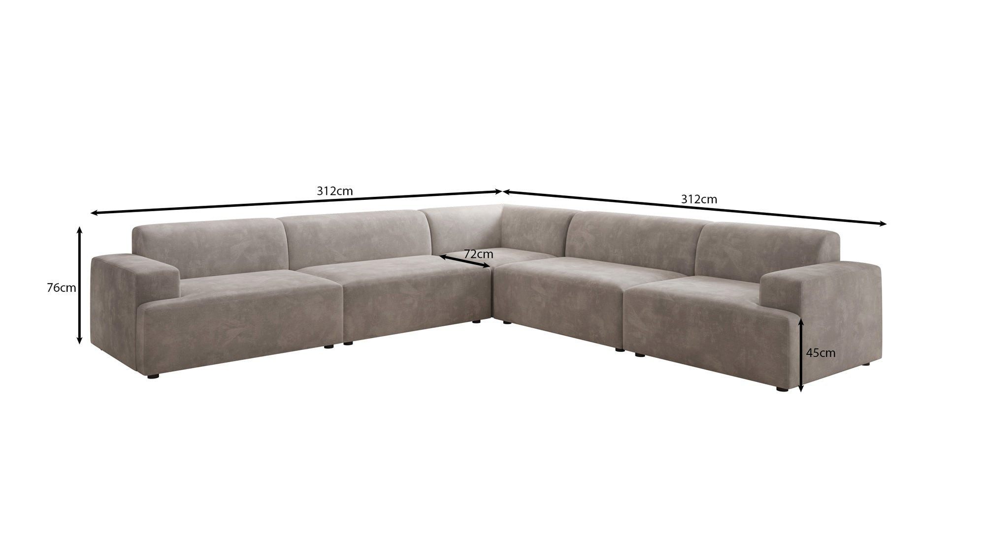 Luxusbetten24 Sofa Designer Sofa Monza Wohnlandschaft L XXL, in Samt – Bild 4 von 4