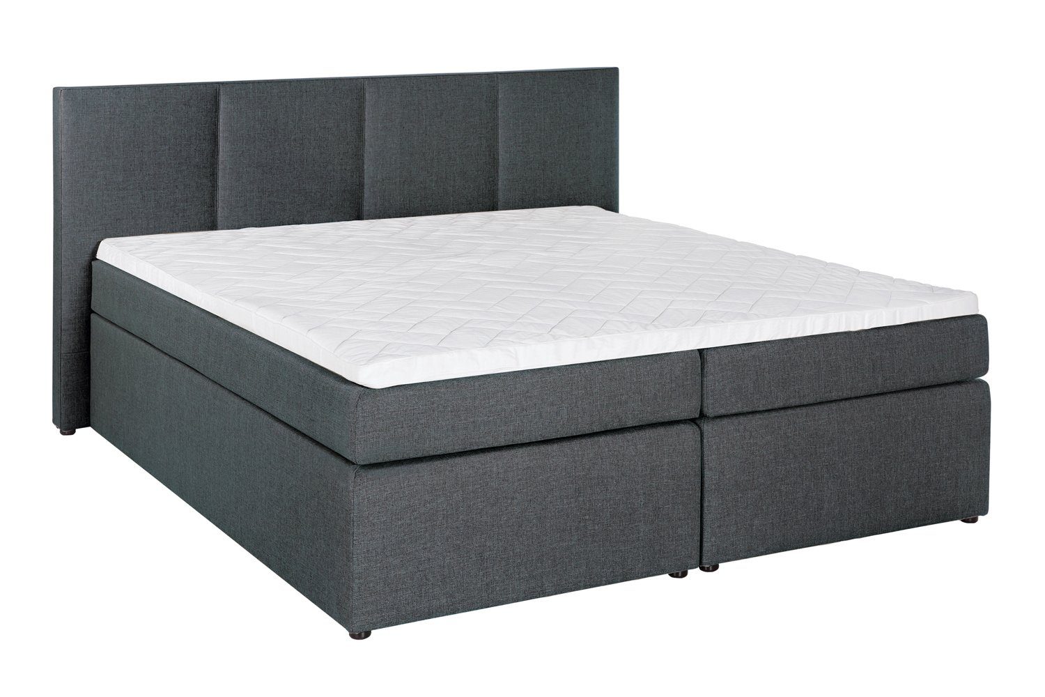 Möbelfreude Boxspringbett Boxspringbett KAZ Anthrazit 220x200 cm H3, Anthrazit 220x200 cm H3 inkl. Visco-Topper, Taschenfederkern-Matratze