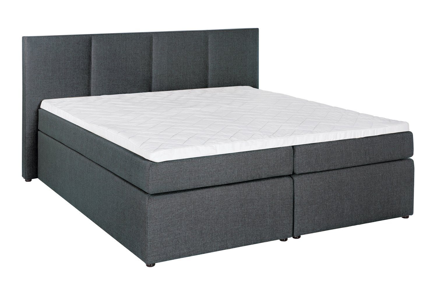 Möbelfreude Boxspringbett Boxspringbett KAZ Anthrazit 200x200 cm H3, Anthrazit 200x200 cm H3 inkl. Visco-Topper, Taschenfederkern-Matratze