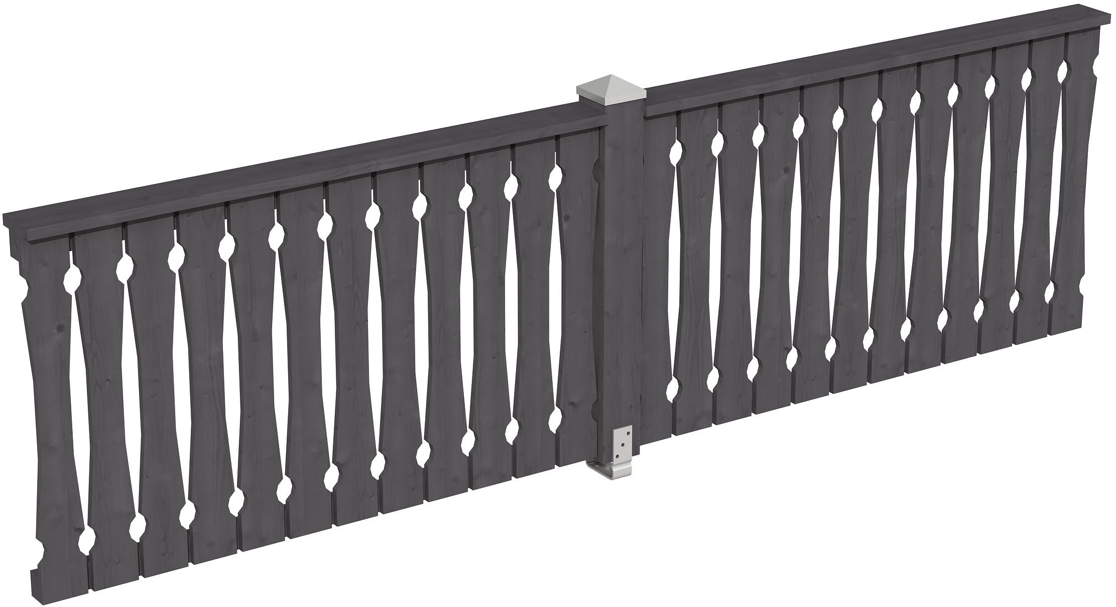 Skanholz Brüstungsgeländer Balkonschalung, 335 cm Länge, 96 cm Höhe, mit 1 Pfosten