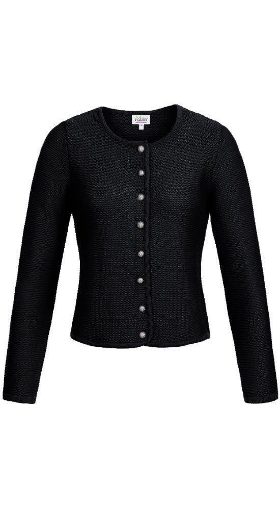 Trachtenstrickjacke Strickjacke Langarm Anni in Schwarz von Nübler