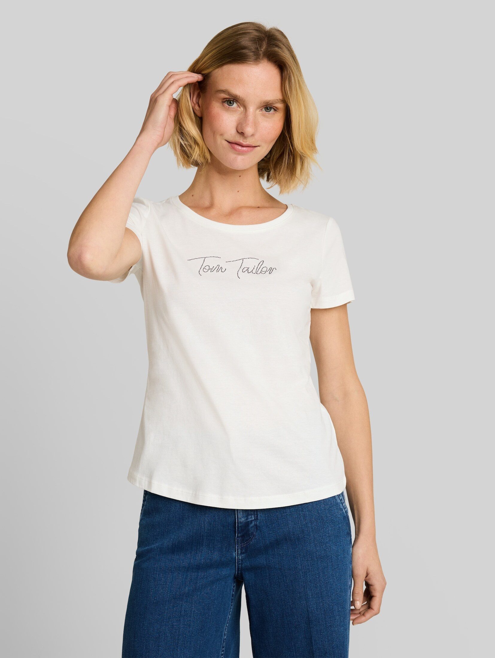 TOM TAILOR T-Shirt T-Shirt T-Shirt mit Glitzer-Logo
