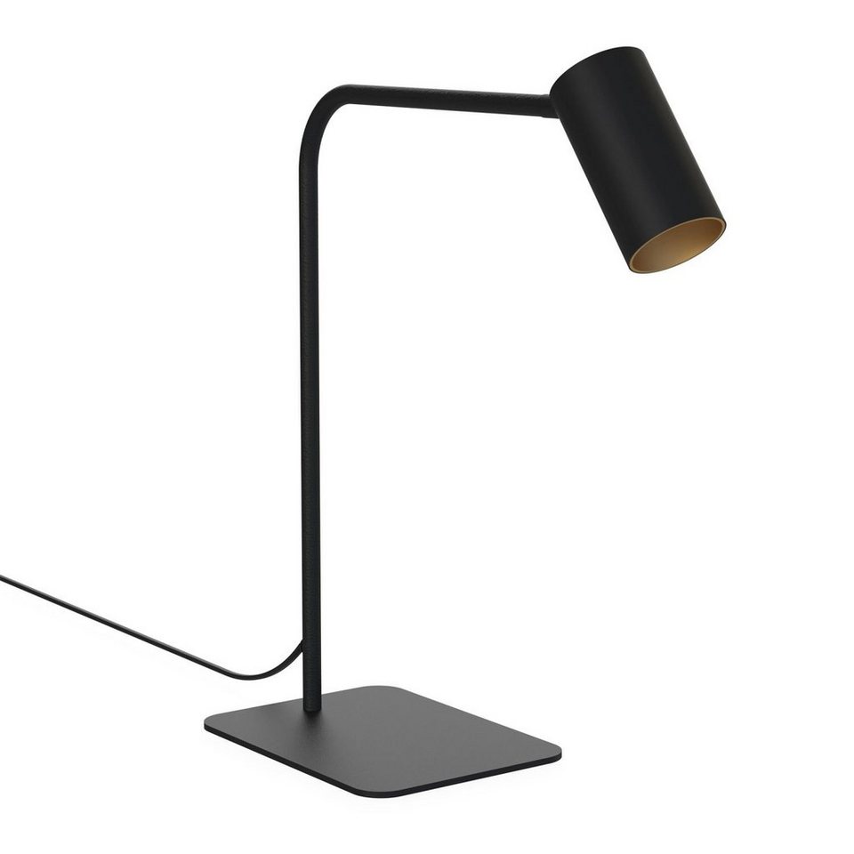 Licht-Erlebnisse Schreibtischlampe COLENE, ohne Leuchtmittel, Tischleuchte  verstellbar Schwarz Gold 40 cm hoch Schreibtischleuchte