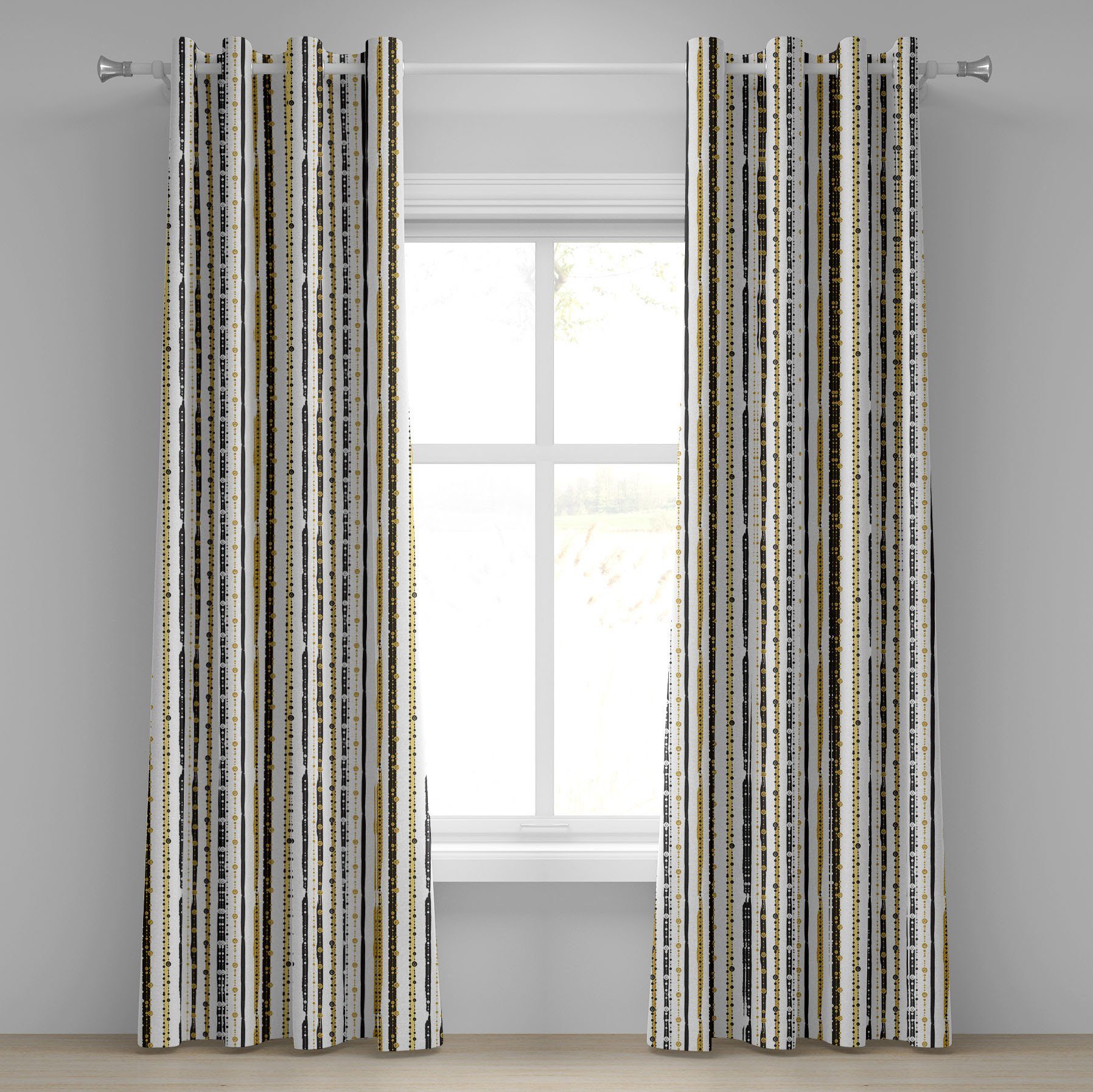 Gardine Dekorative 2-Panel-Fenstervorhänge für Schlafzimmer Wohnzimmer, Abakuhaus, viktorianisch Vertikale Linien Runden