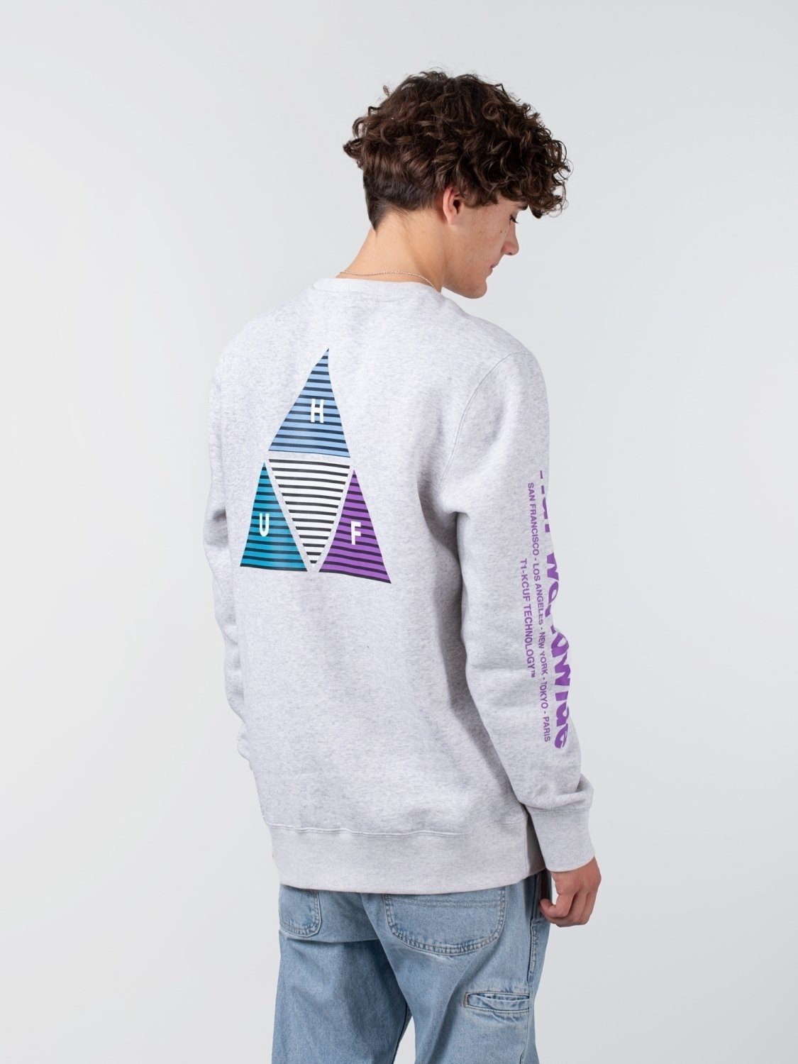 Triple HUF Sweatshirt Heather Triangle Athletic Prism HUF Sweater