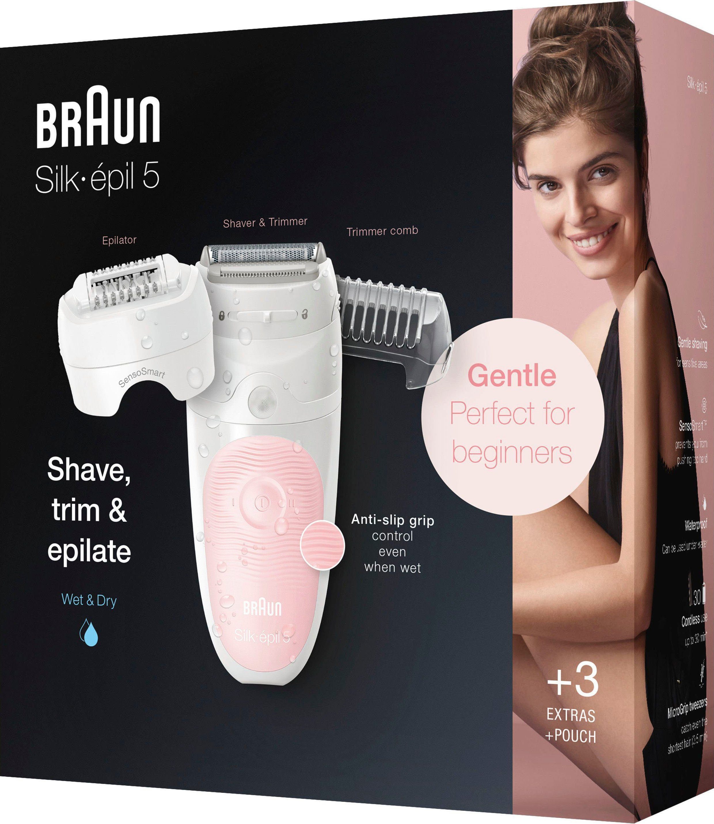 Braun Epilierer Silk-épil 5 5-620, Hochfrequenz-Massageaufsatz Wet&Dry