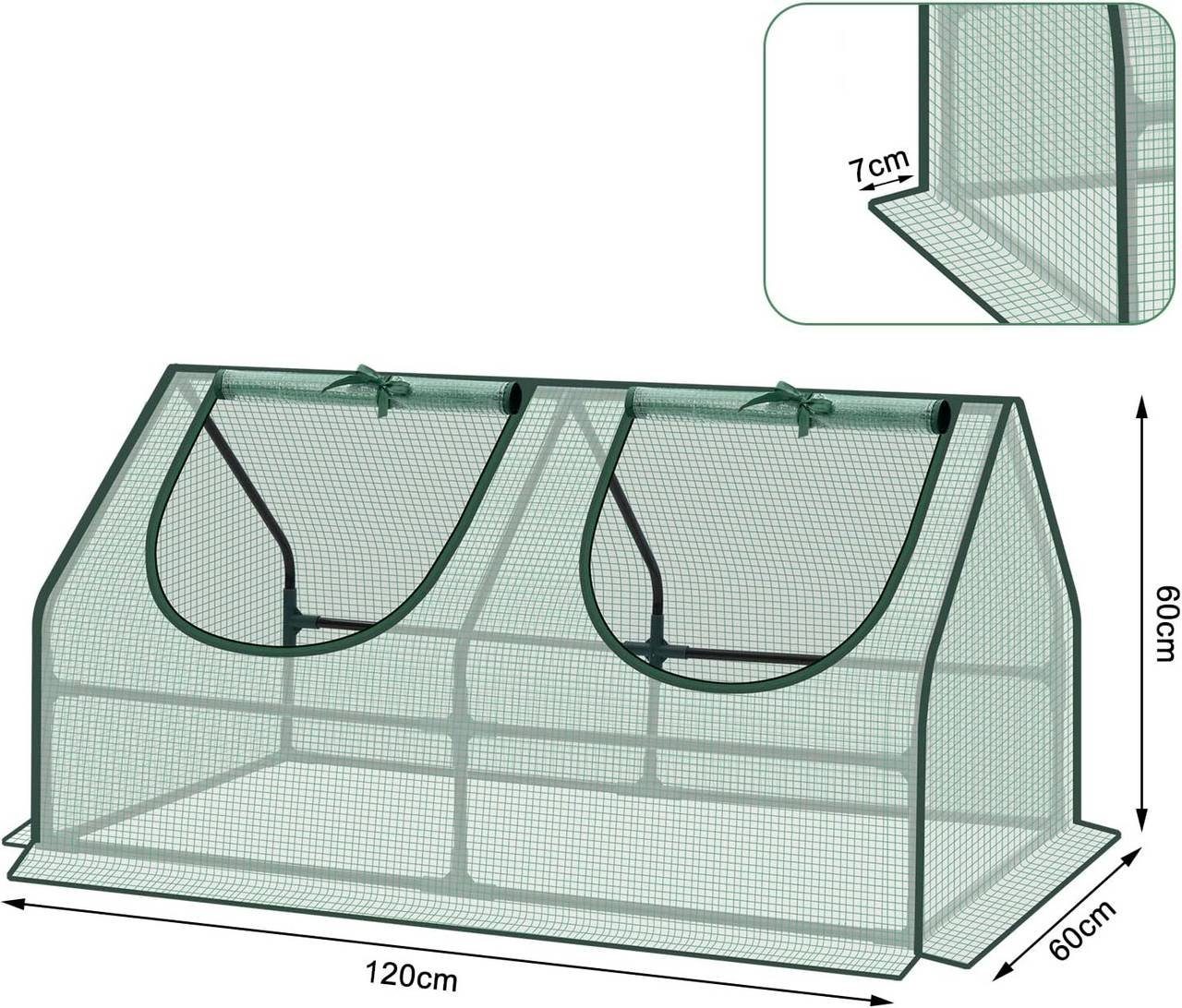 Woltu Foliengewächshaus, BxTxH: 120 x 60 x 60,00 cm, mit aufrollbaren Fenstern