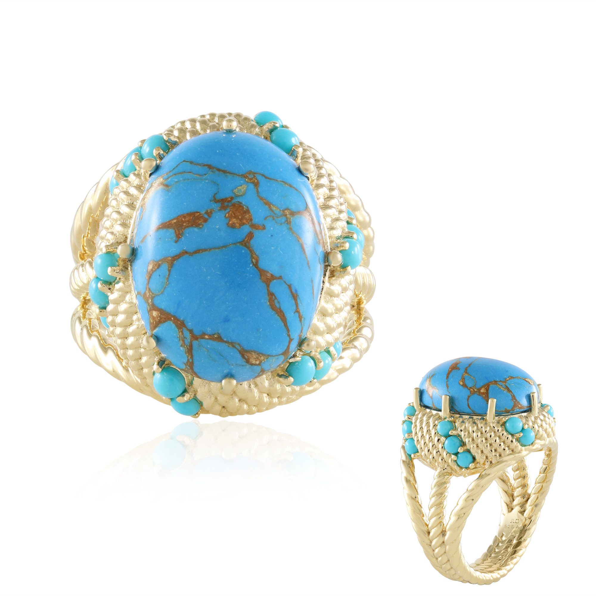 Cavill Silberring Cavill Ring Türkis 8,23 ct Oval 925 Silber vergoldet Damen Schmuck (1-tlg)