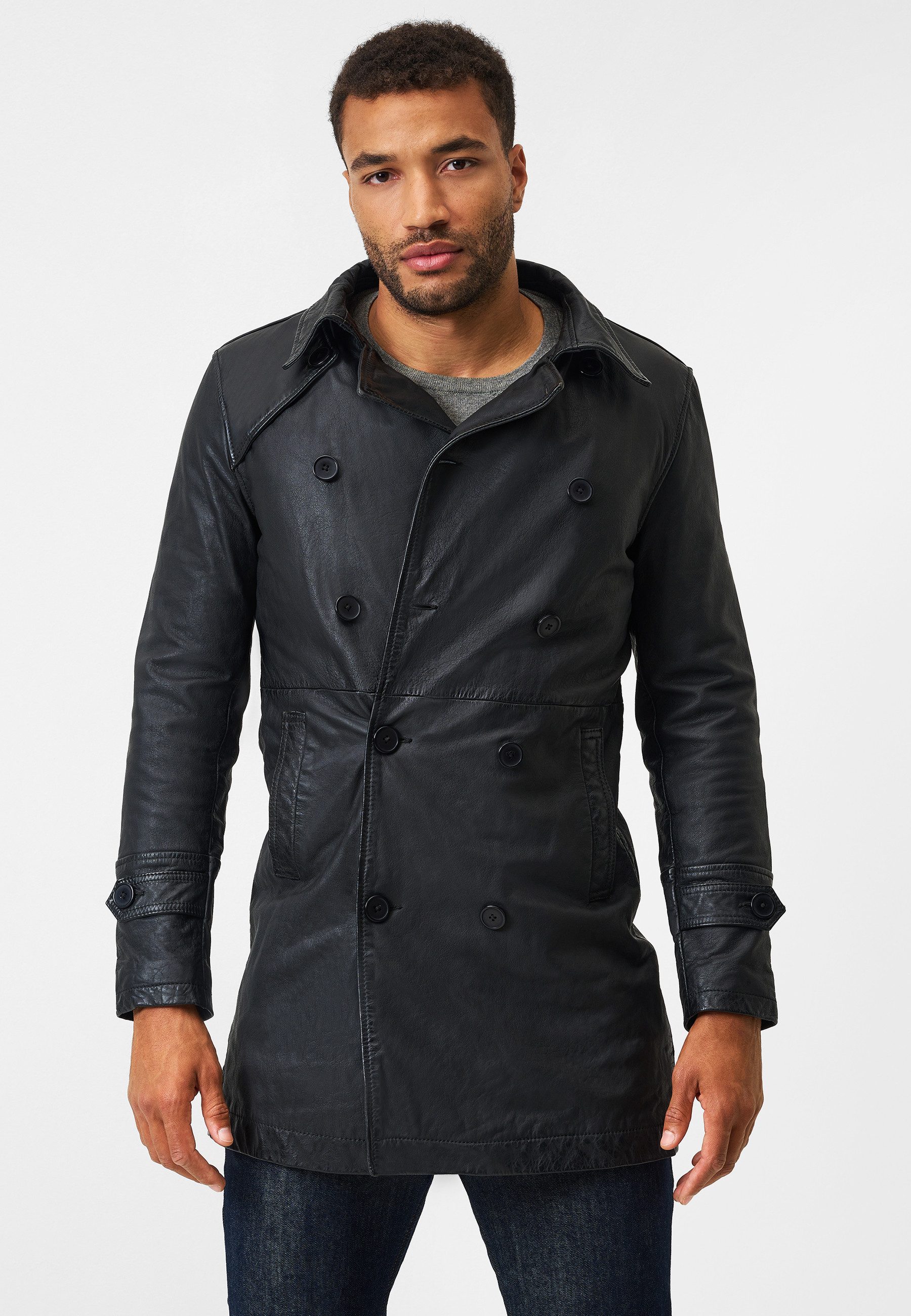 RICANO Ledermantel Salvatore Stilvoller Zweireiher aus Lamm Nappa Leder