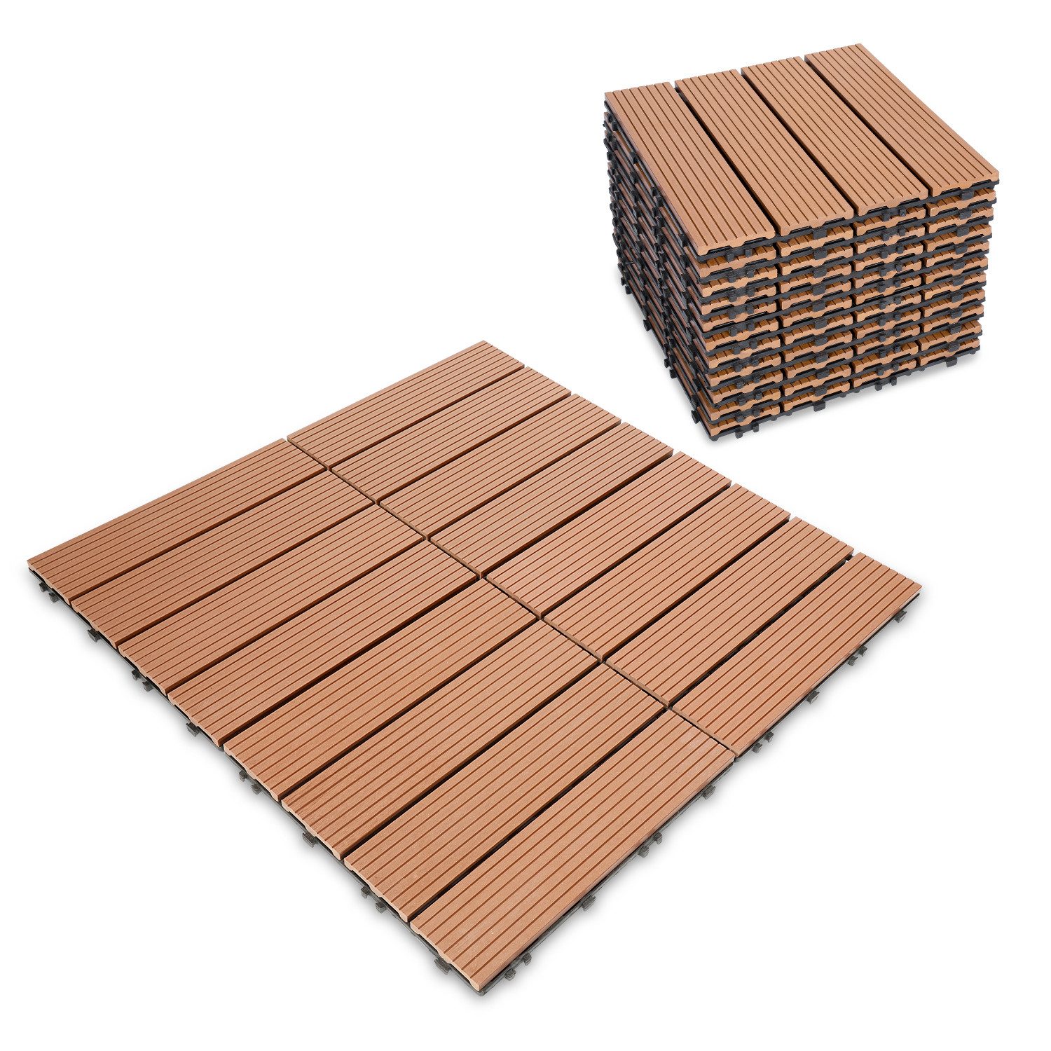 Clanmacy Holzfliesen Terrassendielen WPC Balkonfliesen Klickfliesen günstig online kaufen