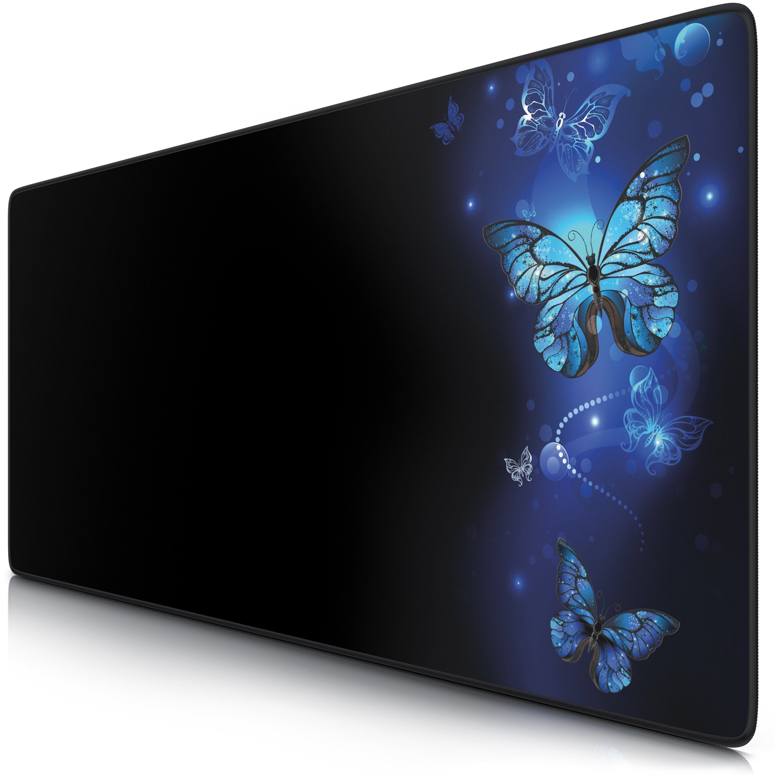 CSL Gaming Mauspad XXL Speed Mousepad 900 x 400 x 3 mm, große Tischunterlage (1-St), rutschfest, abwaschbar, Geschwindigkeit & Präzision, Schmetterlinge