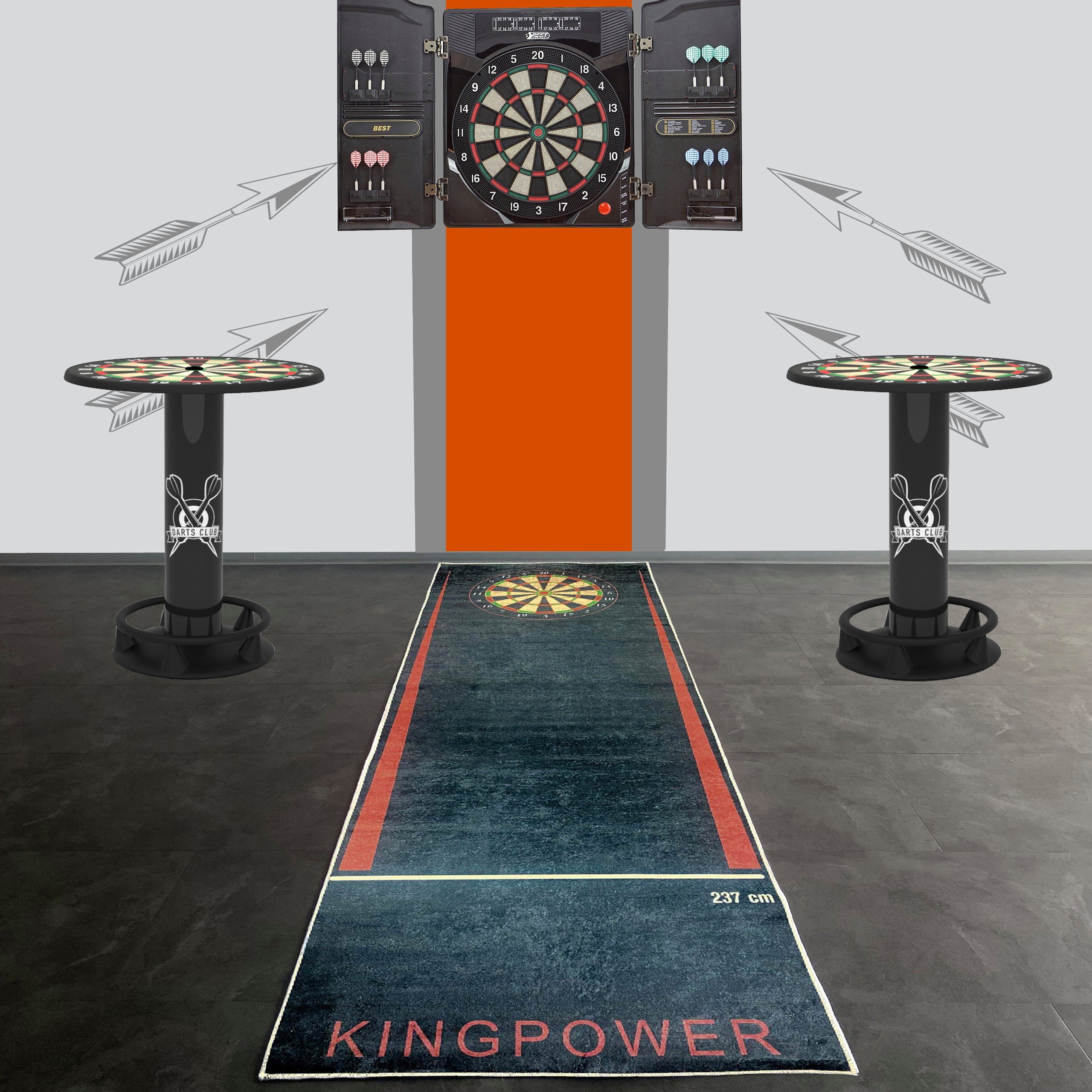 Carpetia Teppich Schwarze Dartmatte mit weiß grauen Abwurflinien, rechtecki günstig online kaufen