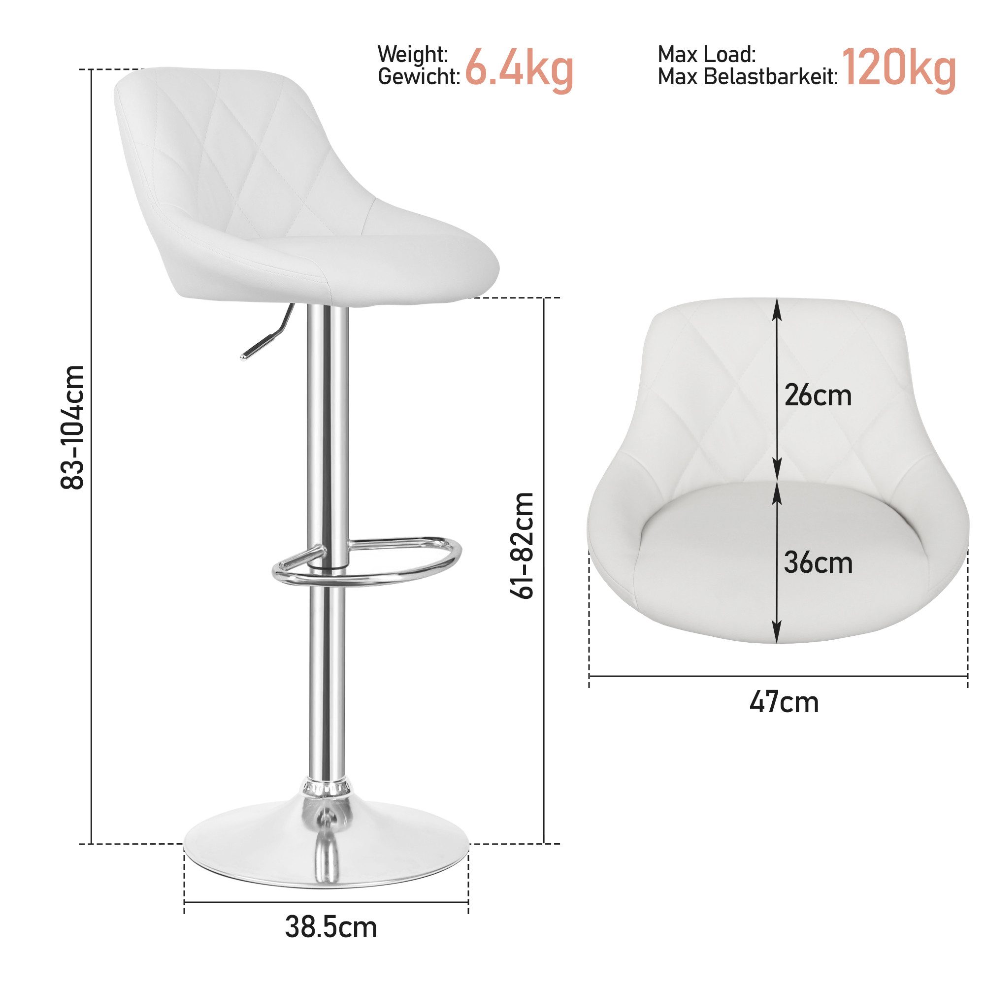 MIADOMODO Barhocker Barstuhl 2er Set mit günstig online kaufen