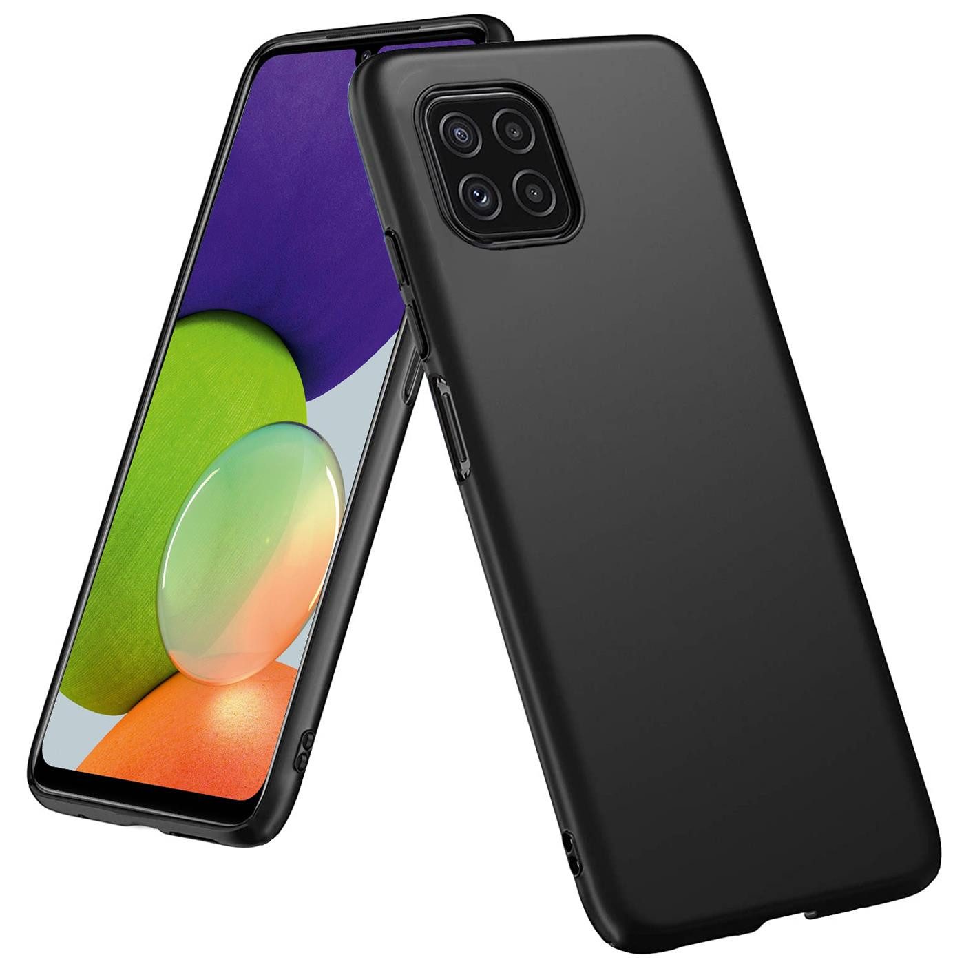 CoolGadget Handyhülle Handy Schutzhülle für Samsung Galaxy A22 5G matt schwarz 6,6 Zoll, Silikon TPU Hülle Schutz Tasche Cover schlicht Slim Case
